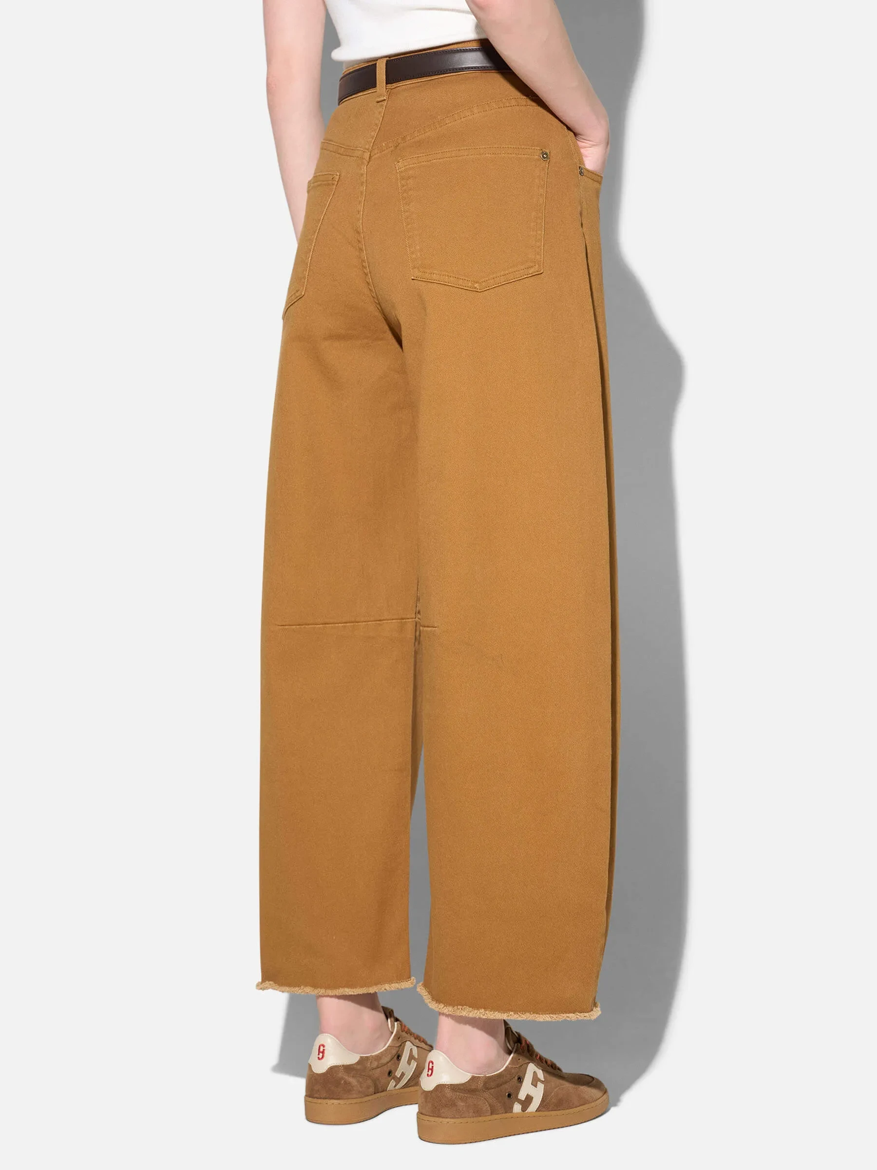 Barrel Jeans Dames Mid Rise Stretch Billy Cognac