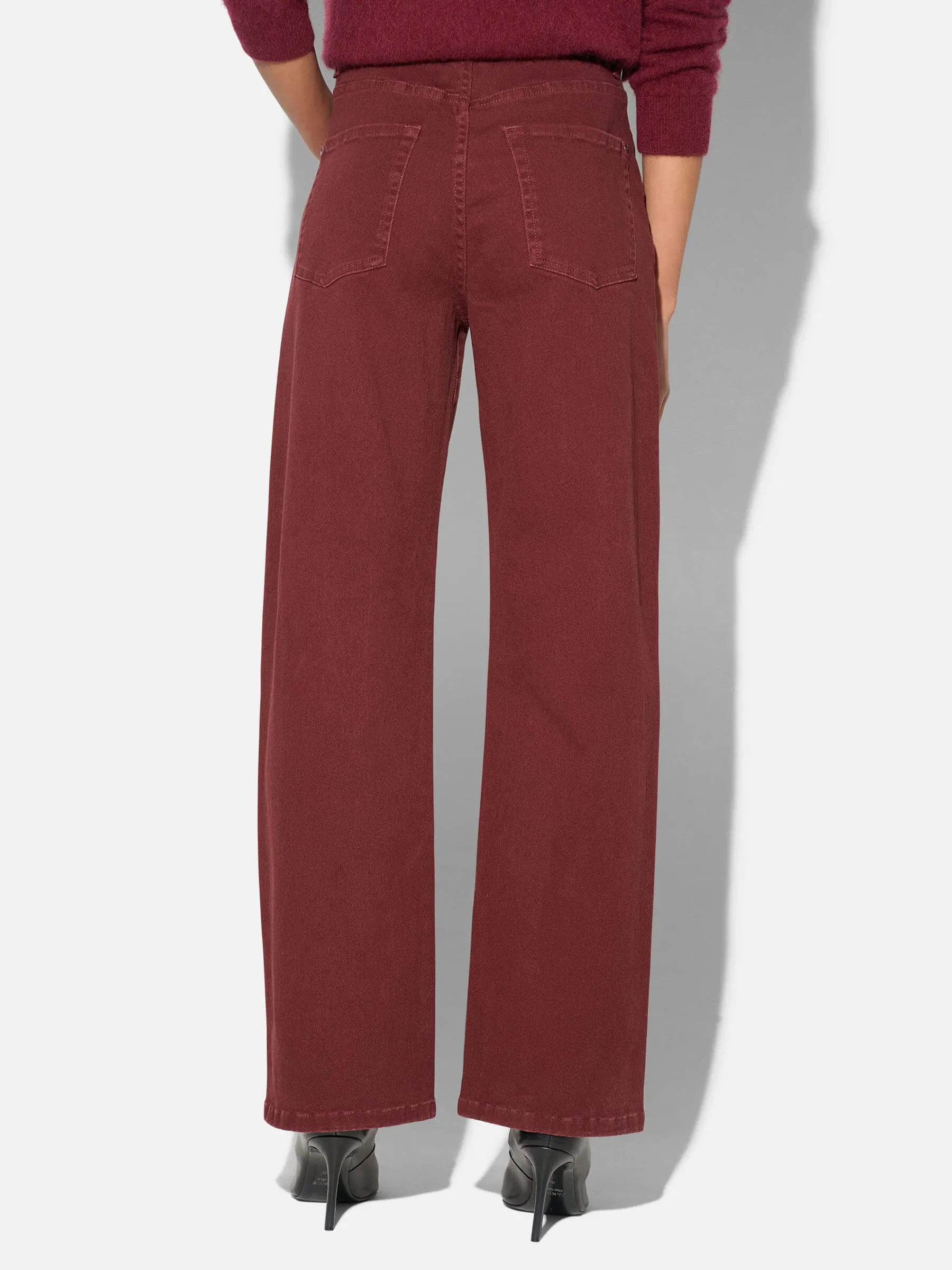 Barrel Jeans Dames Stretch Mid Rise Baxter Burgundy