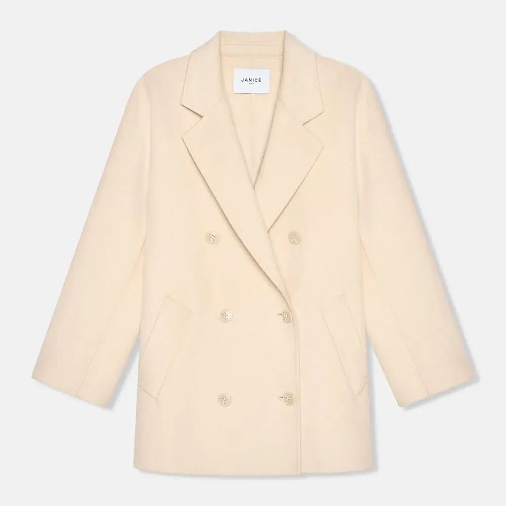 Cashmere Caban Jas Dames Double Face Kennedy Beige