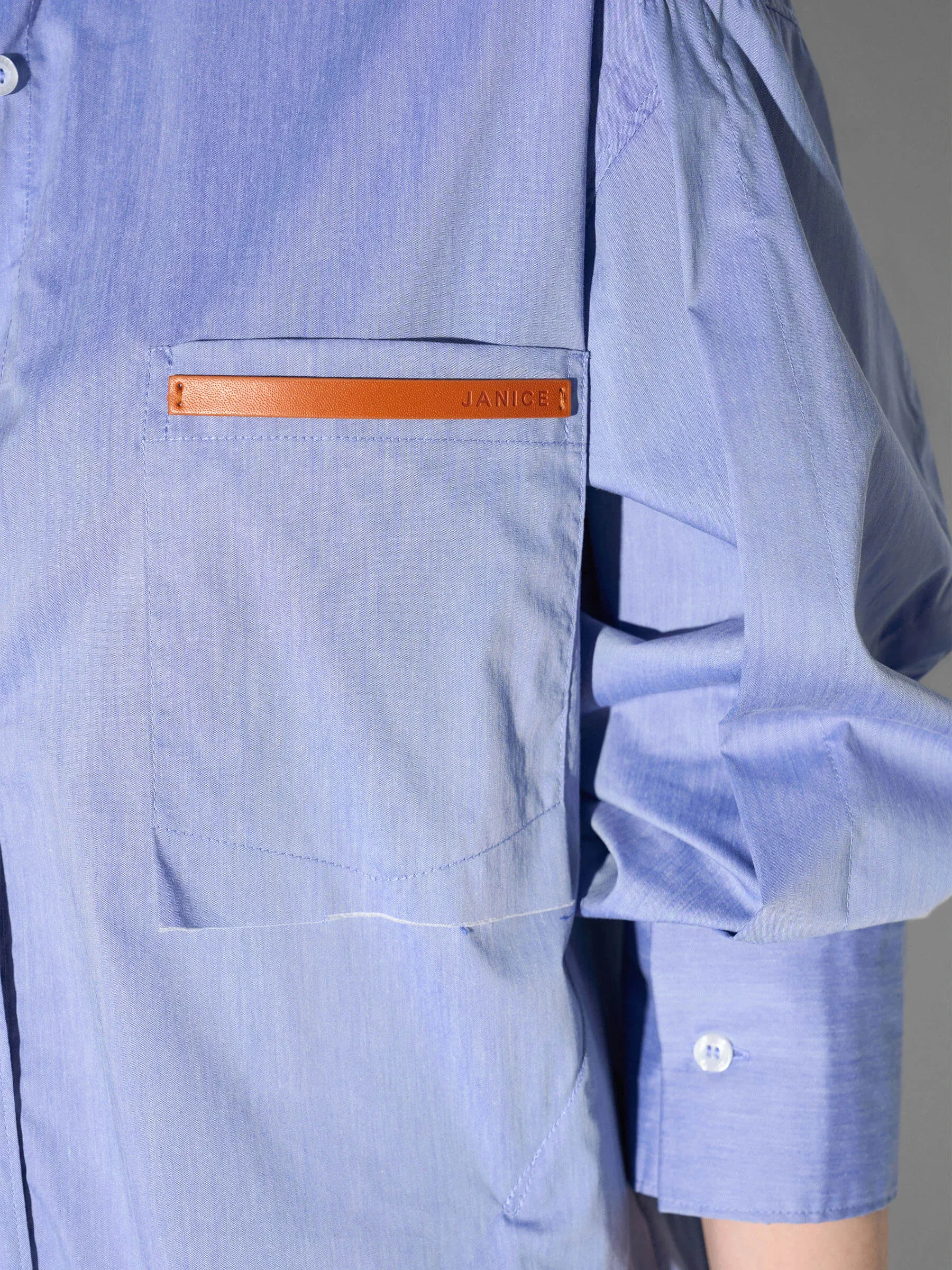 blauwe katoenen oversized blouse dames phil