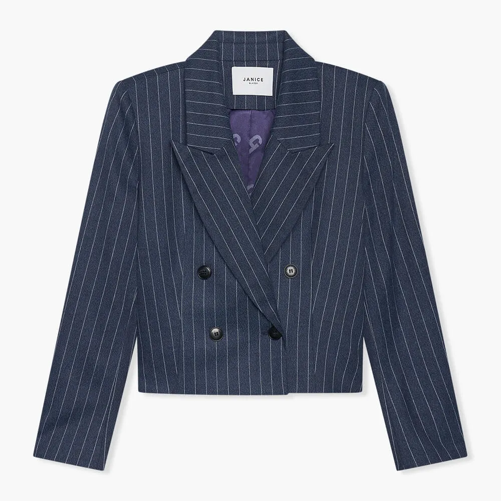 Blazer Dames Kort Stan Blauw Streep