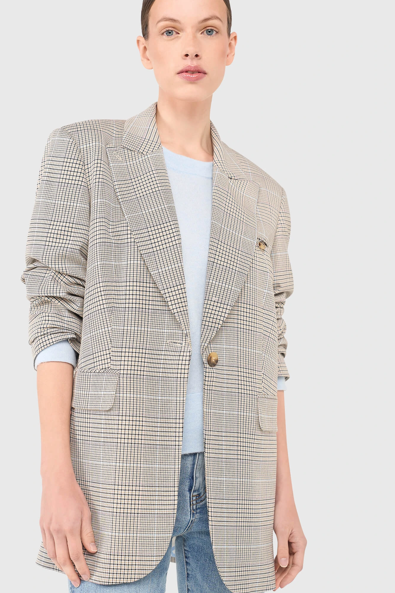 Hank Blazer Ruit Beige