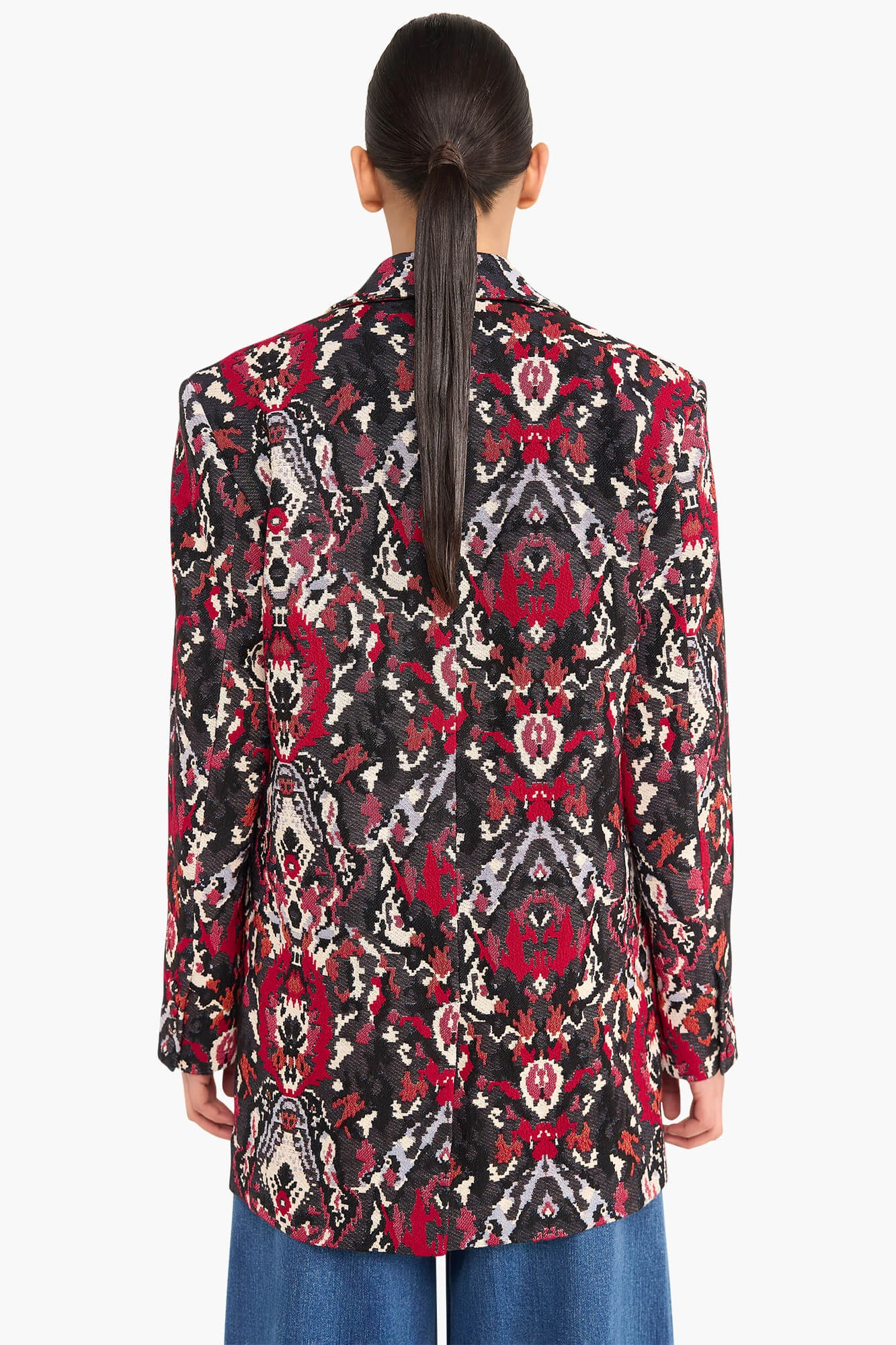 Oversized Blazer Dames Jacquard Hank Aztec Rood