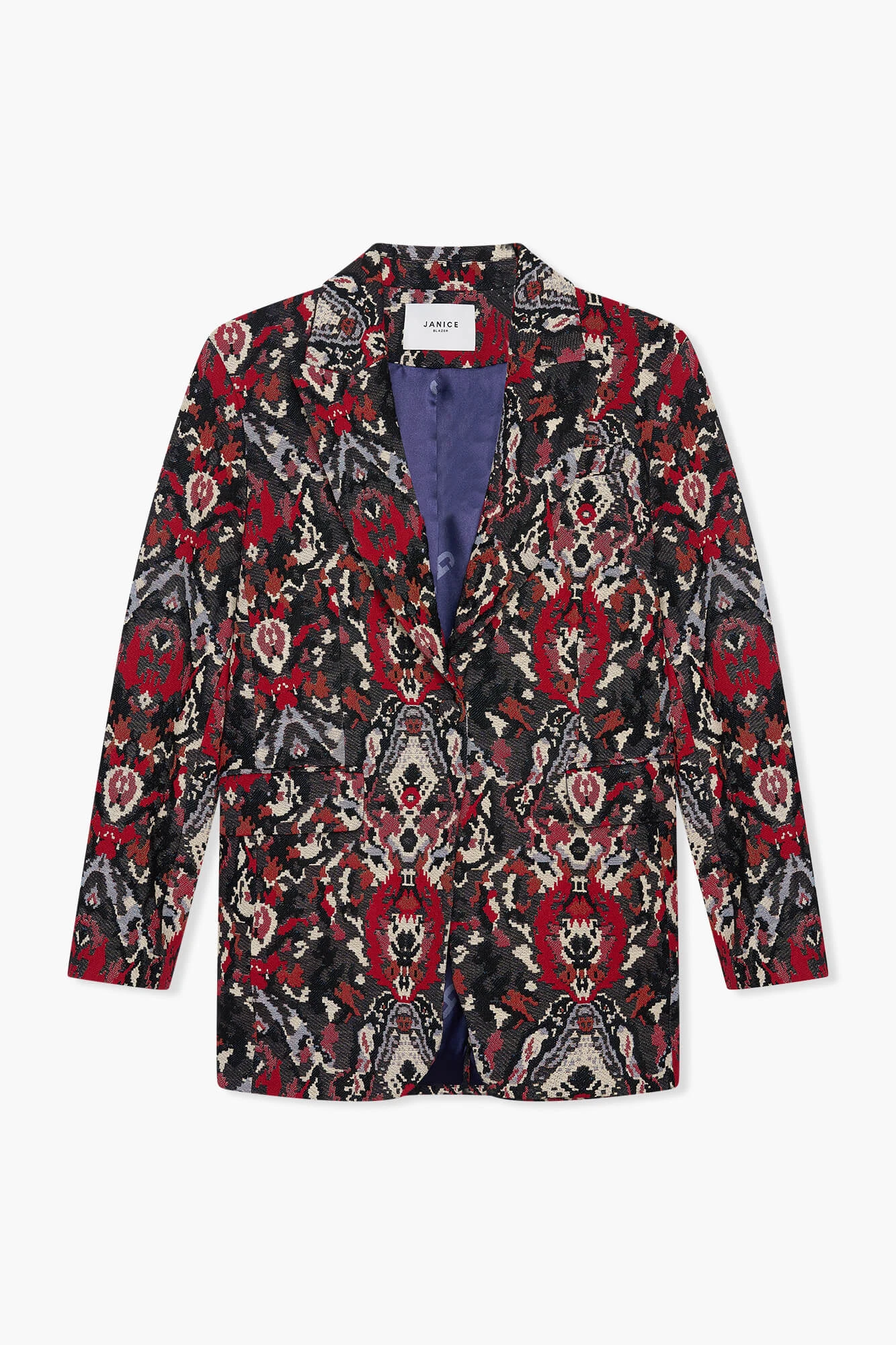 Oversized Blazer Dames Jacquard Hank Aztec Rood