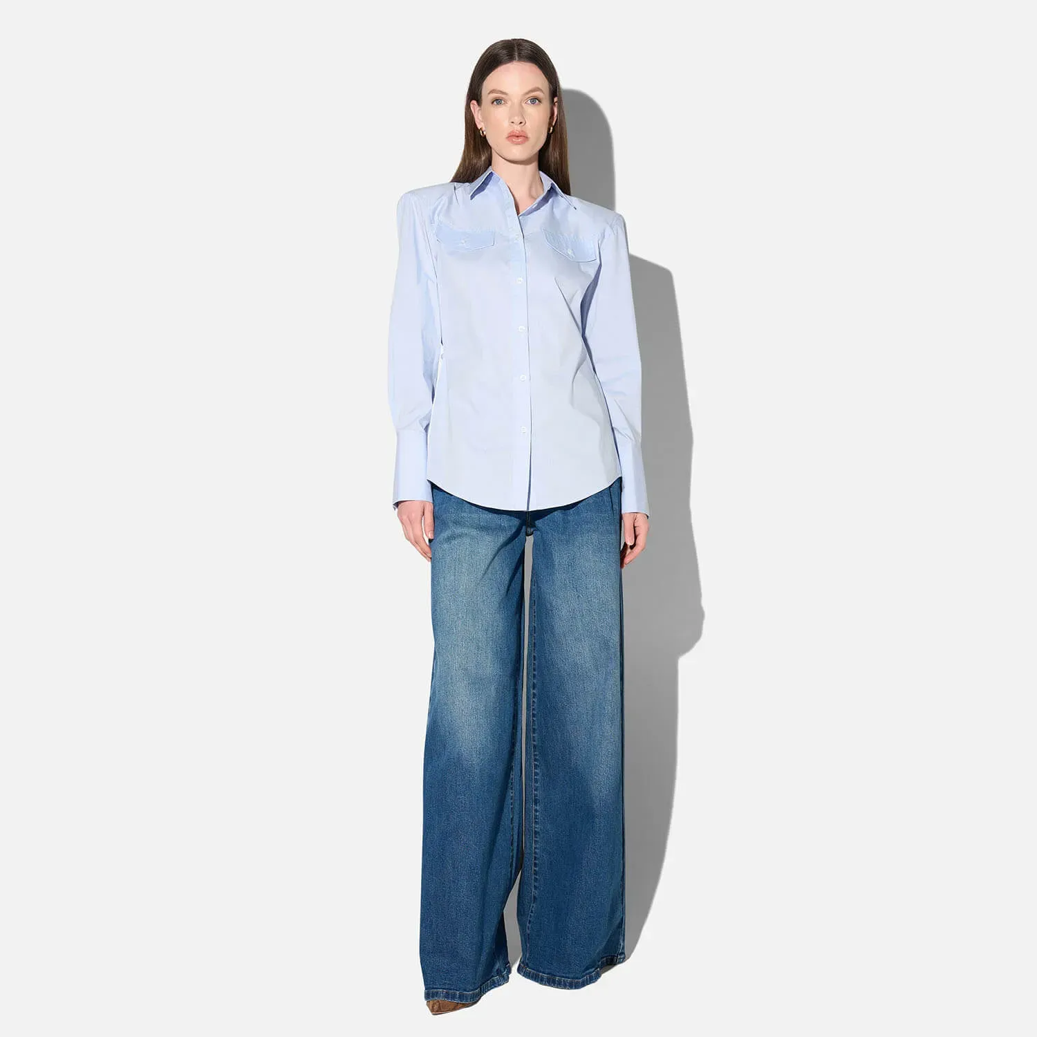 Blouse Dames Katoen Knoopjes Blauw Rix