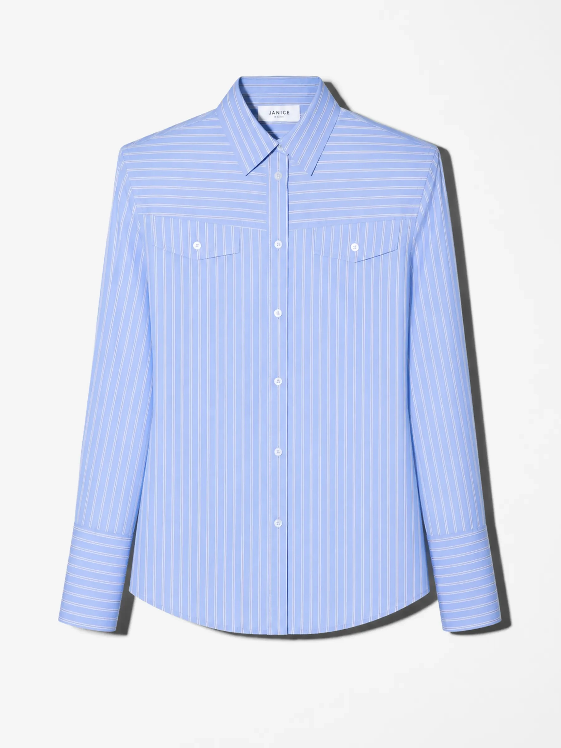 Blouse Dames Katoen Knoopjes Blauw Strepen Rix