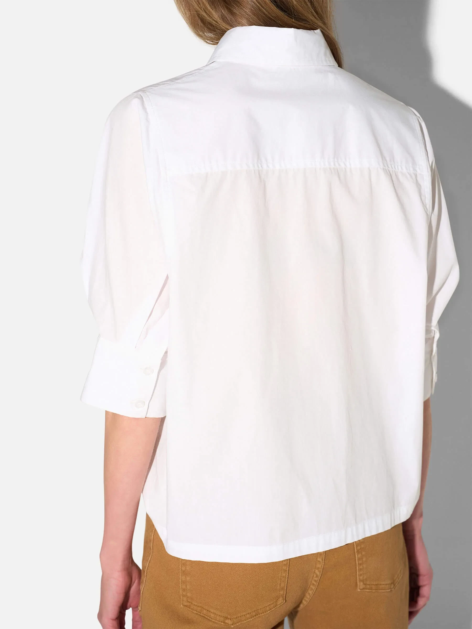 Blouse Dames Korte Mouw Katoen Wit Seattle
