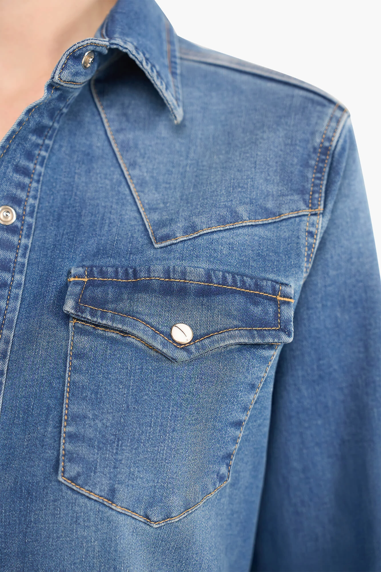 Denim Blouse Getailleerd Stretch Levi Blauw