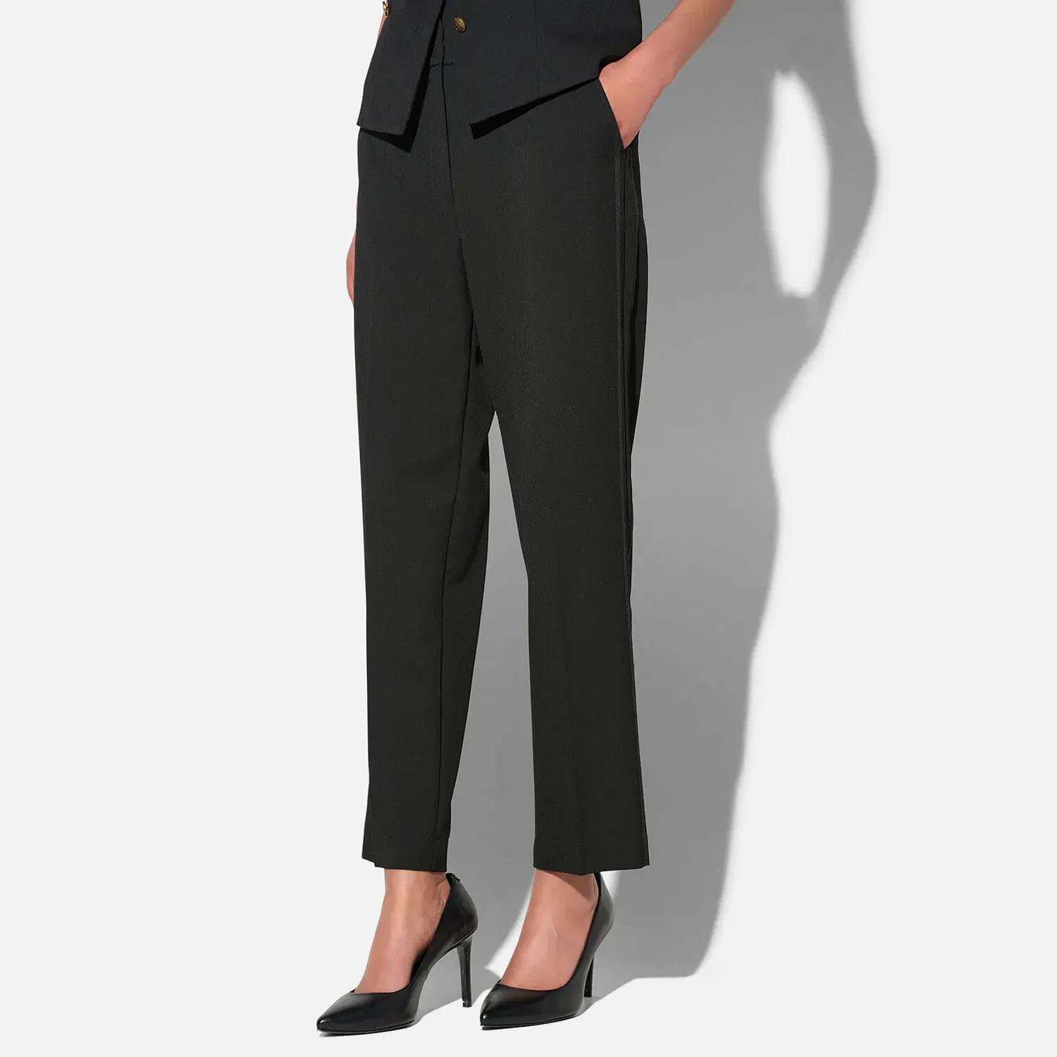 Broek Dames Rechte Pijp Cropped Zwart Sean