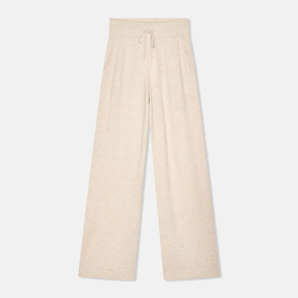 Cashmere Broek Wijde Pijp Dames Eldon Beige
