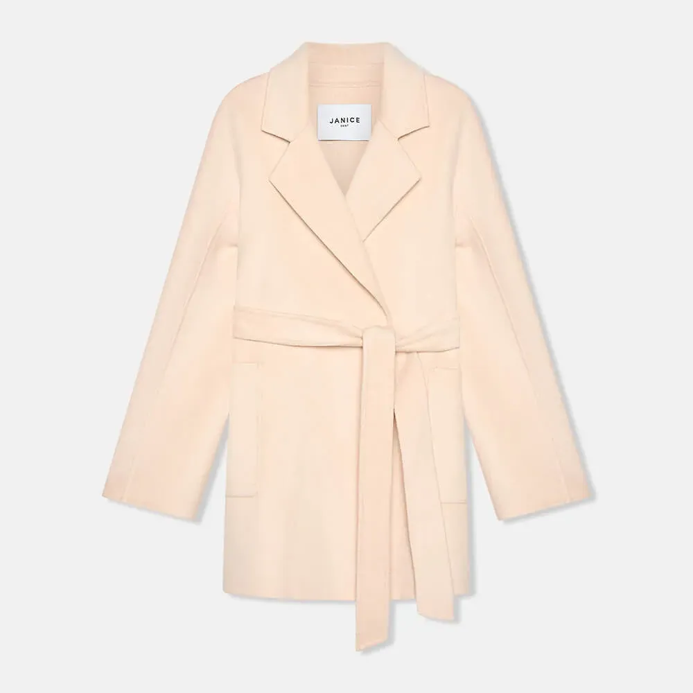 Cashmere Dames Jas Double Face Calvin Peach