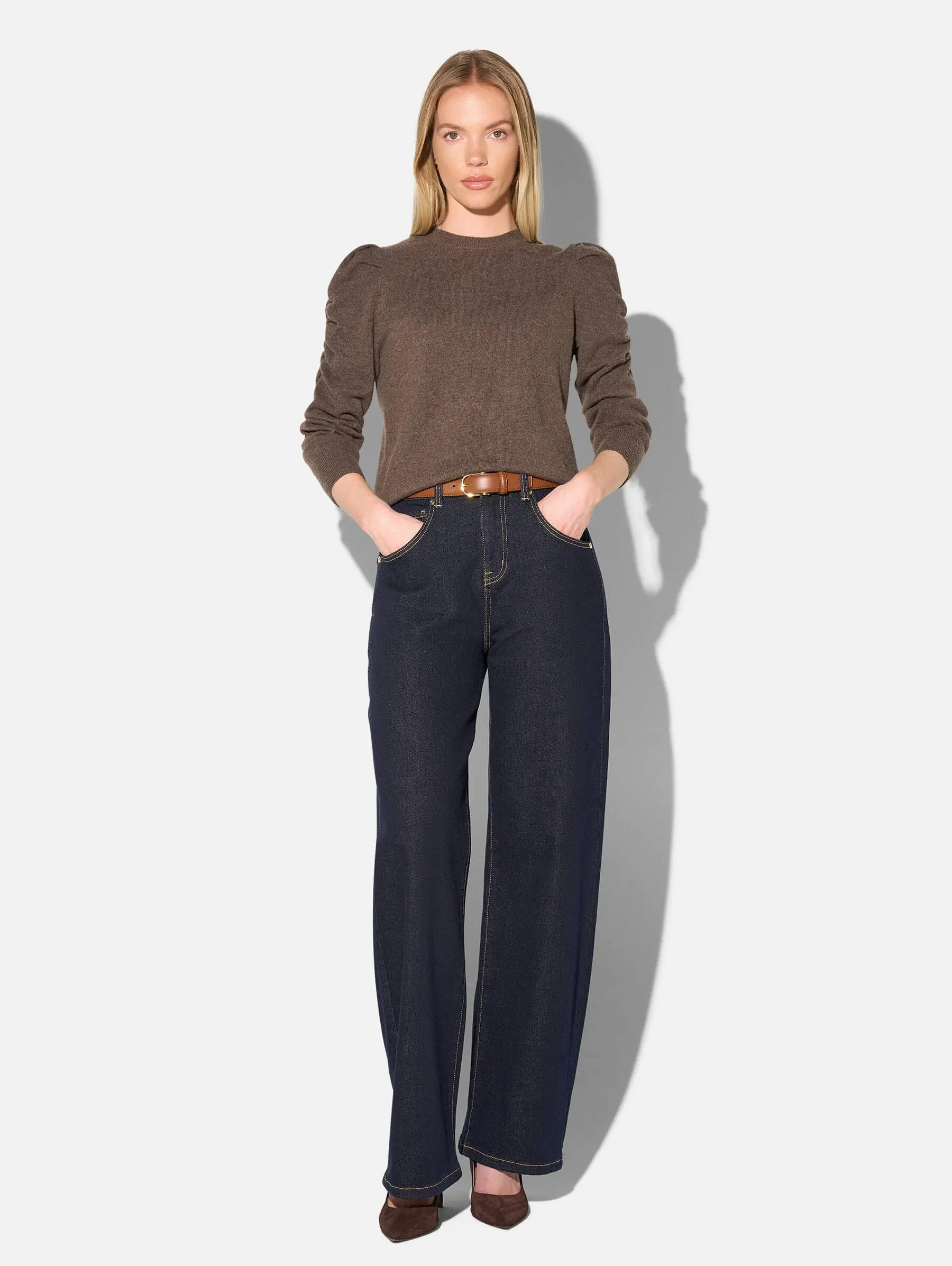 Cashmere Dames Trui Pofmouw Mave Bruin