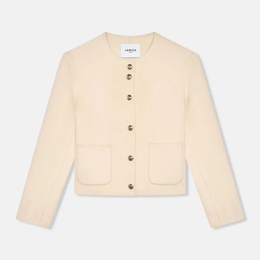 Cashmere Dames Jas Kort Vince Double Face Beige