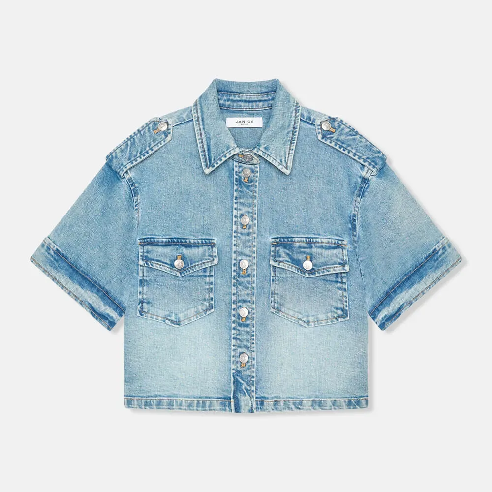 Denim Blouse Dames Spike Blauw 786