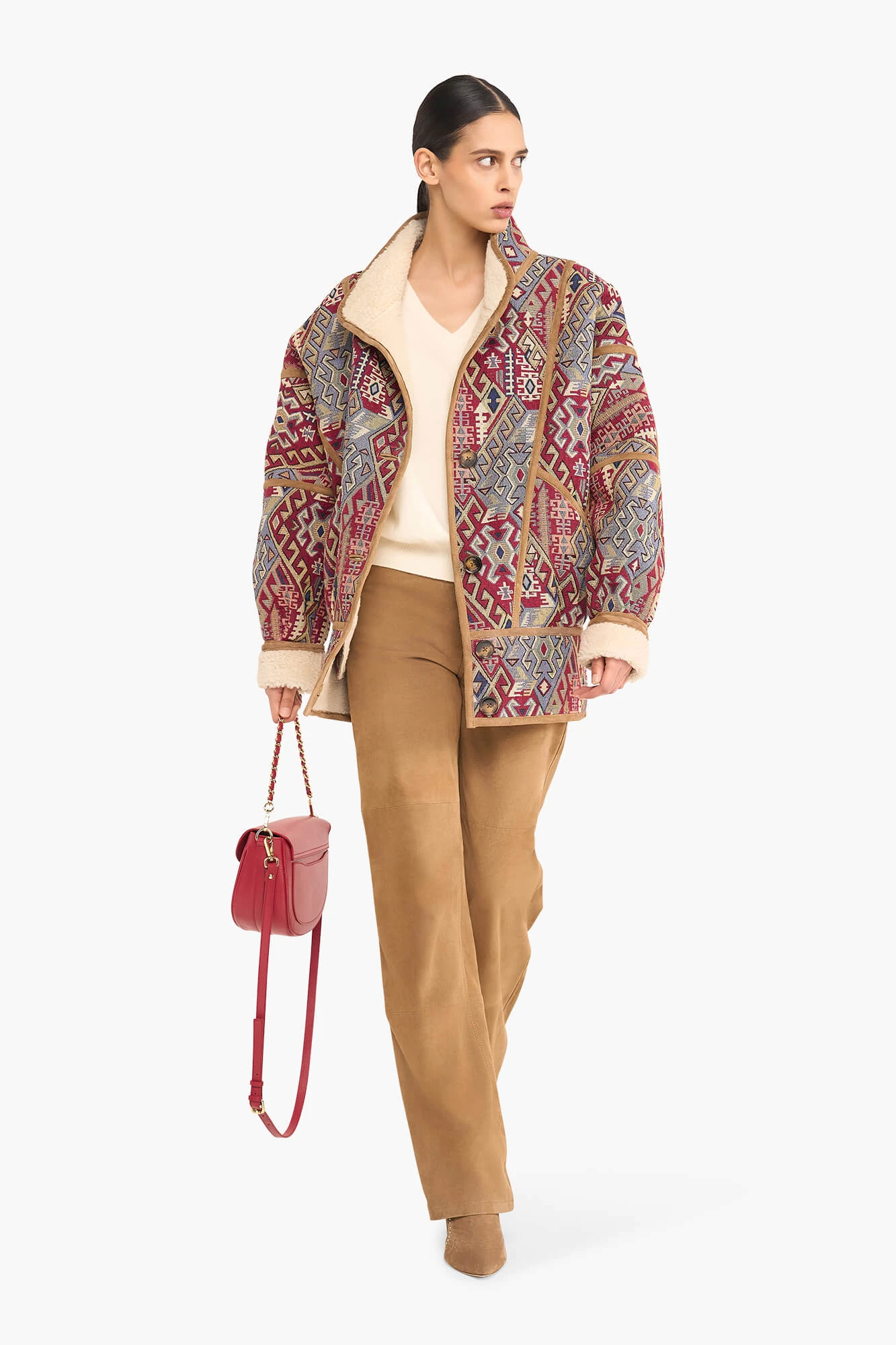 Jas Dames Jacquard Seth Aztec Red