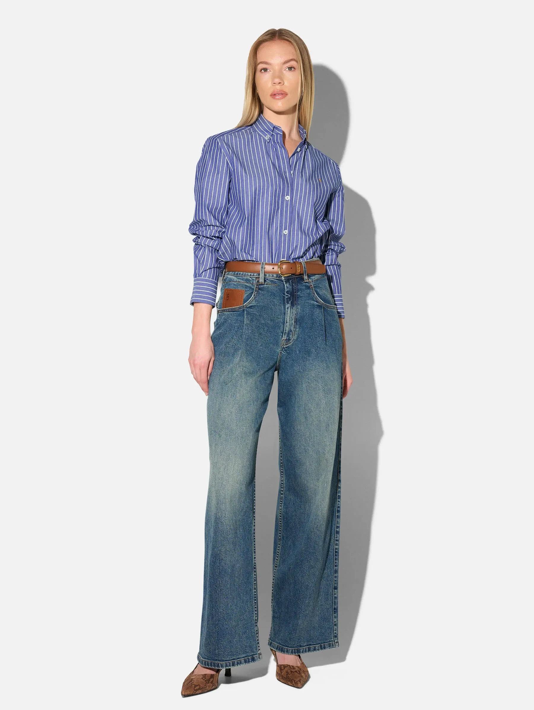 Jeans Dames Barrel Stretch Denim Drew Blauw 357