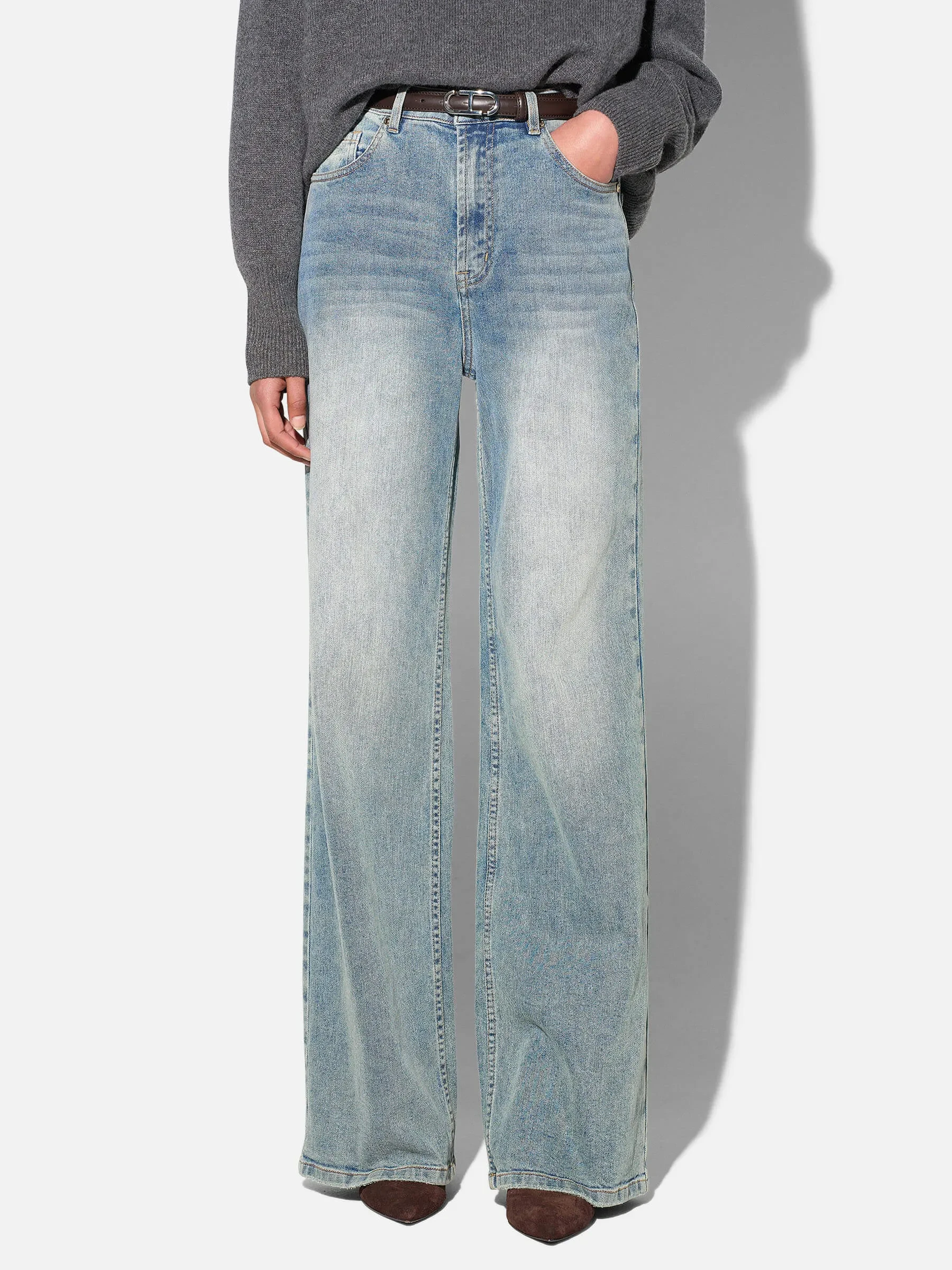 Jeans Dames Rechte Pijp High Rise Stretch Jason Blauw 114