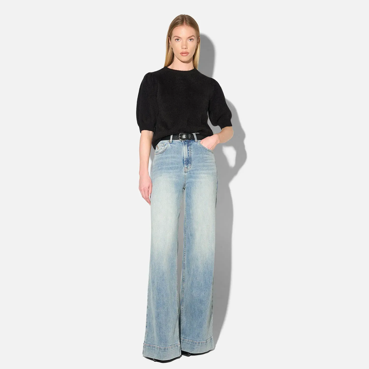 Jeans Dames Wide Leg High Rise Stretch Mason Blauw 114