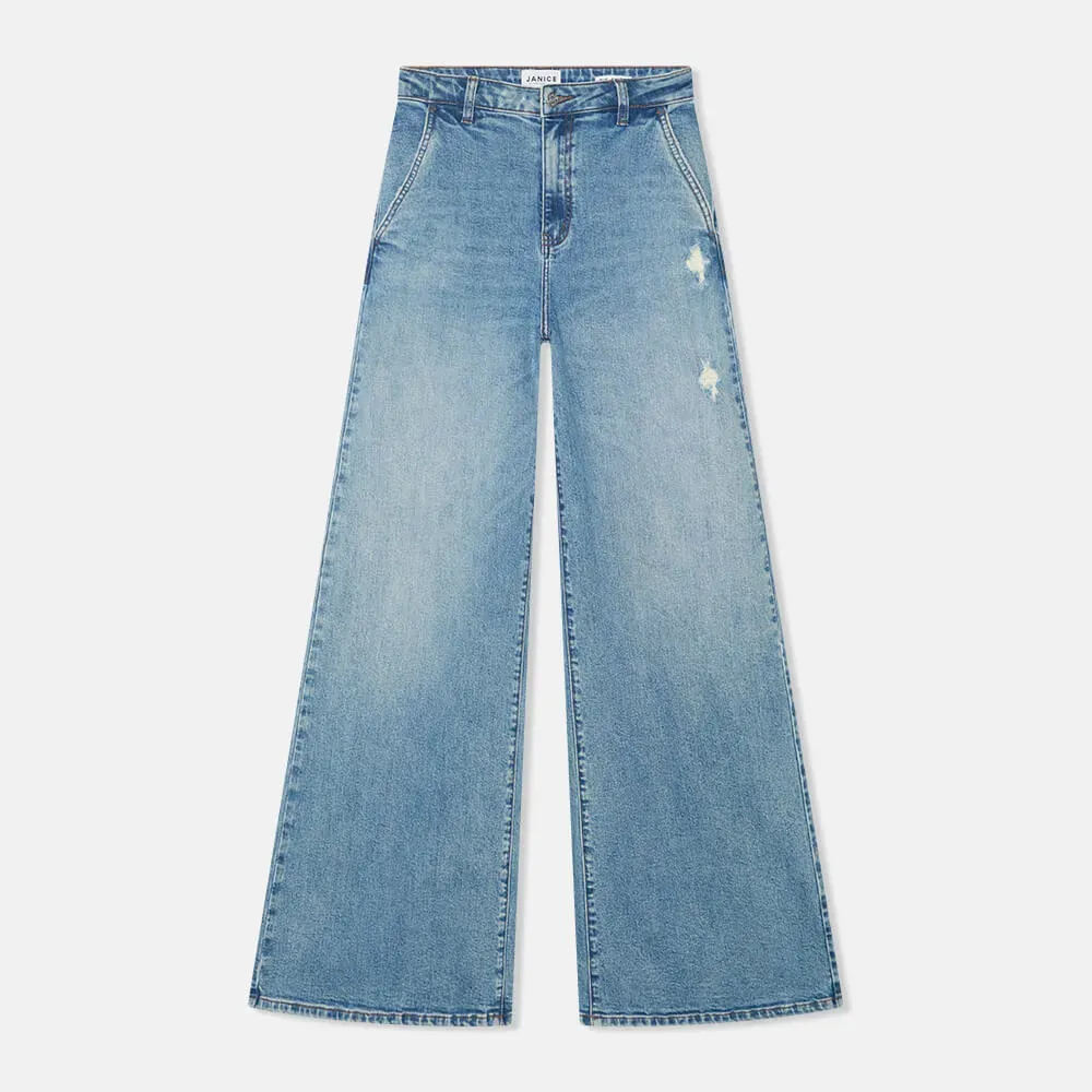 Jeans Dames Wijde Pijp High Rise Stretch Dexter Blauw 379