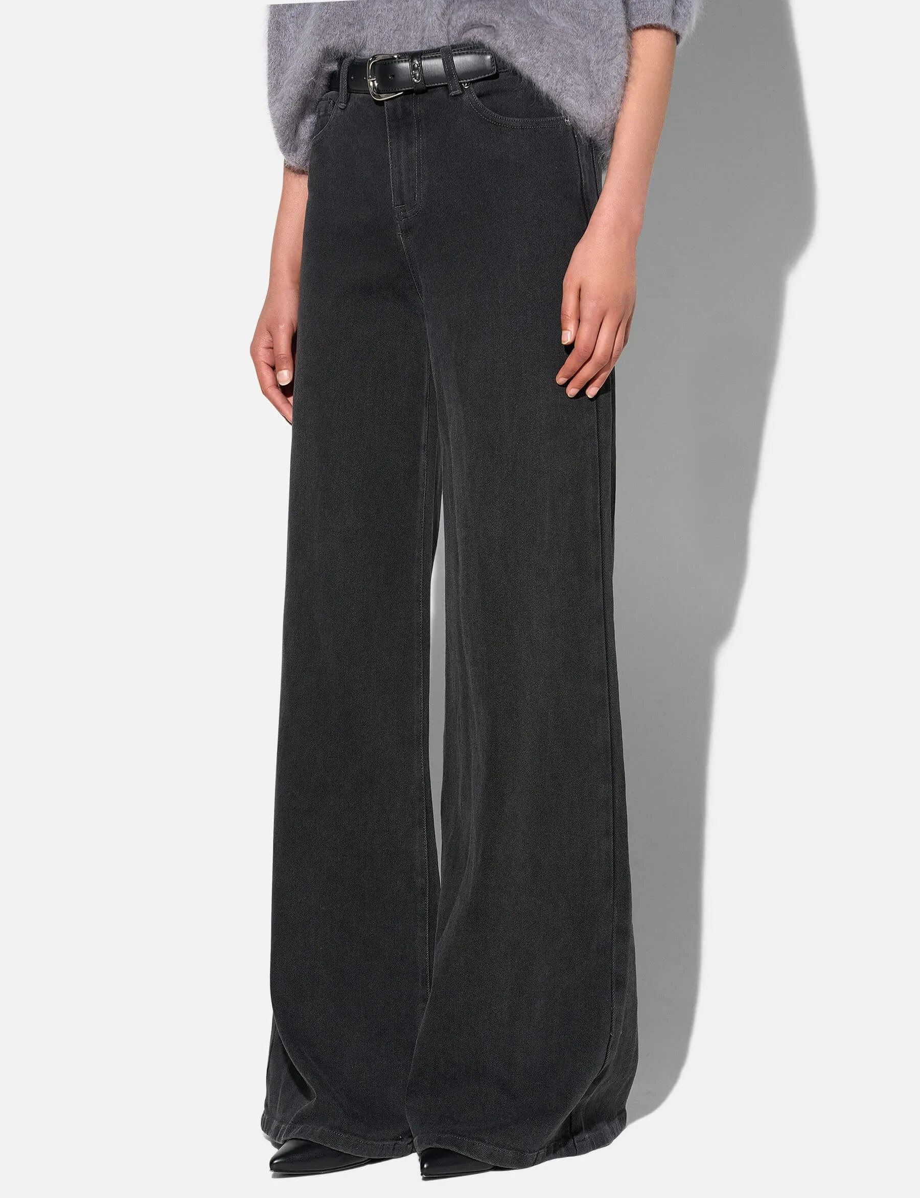 Jeans Dames Wijde Pijp Mid Rise Stretch Cash Zwart 813
