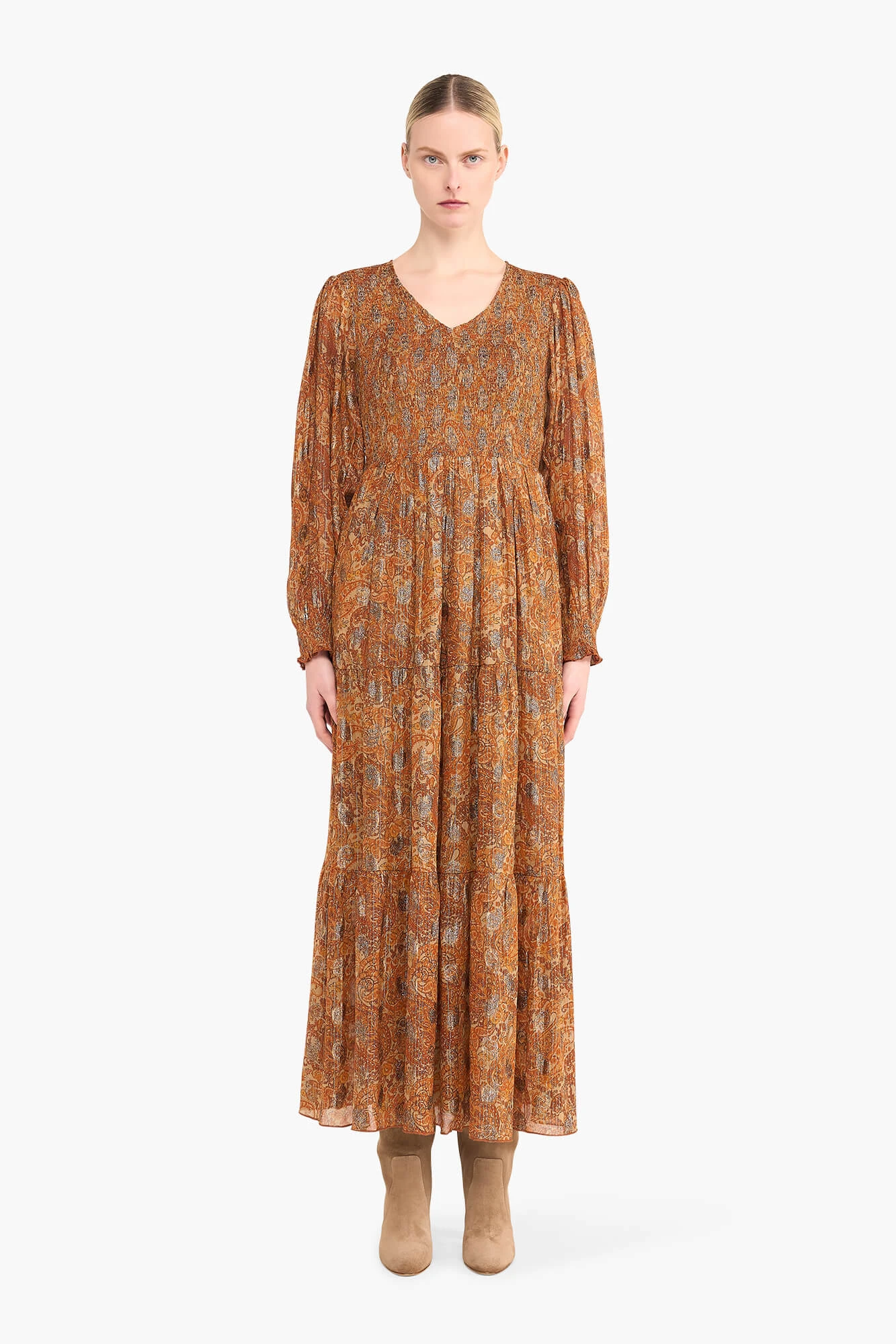 Jurk Lang Lurex Smog Finn Paisley