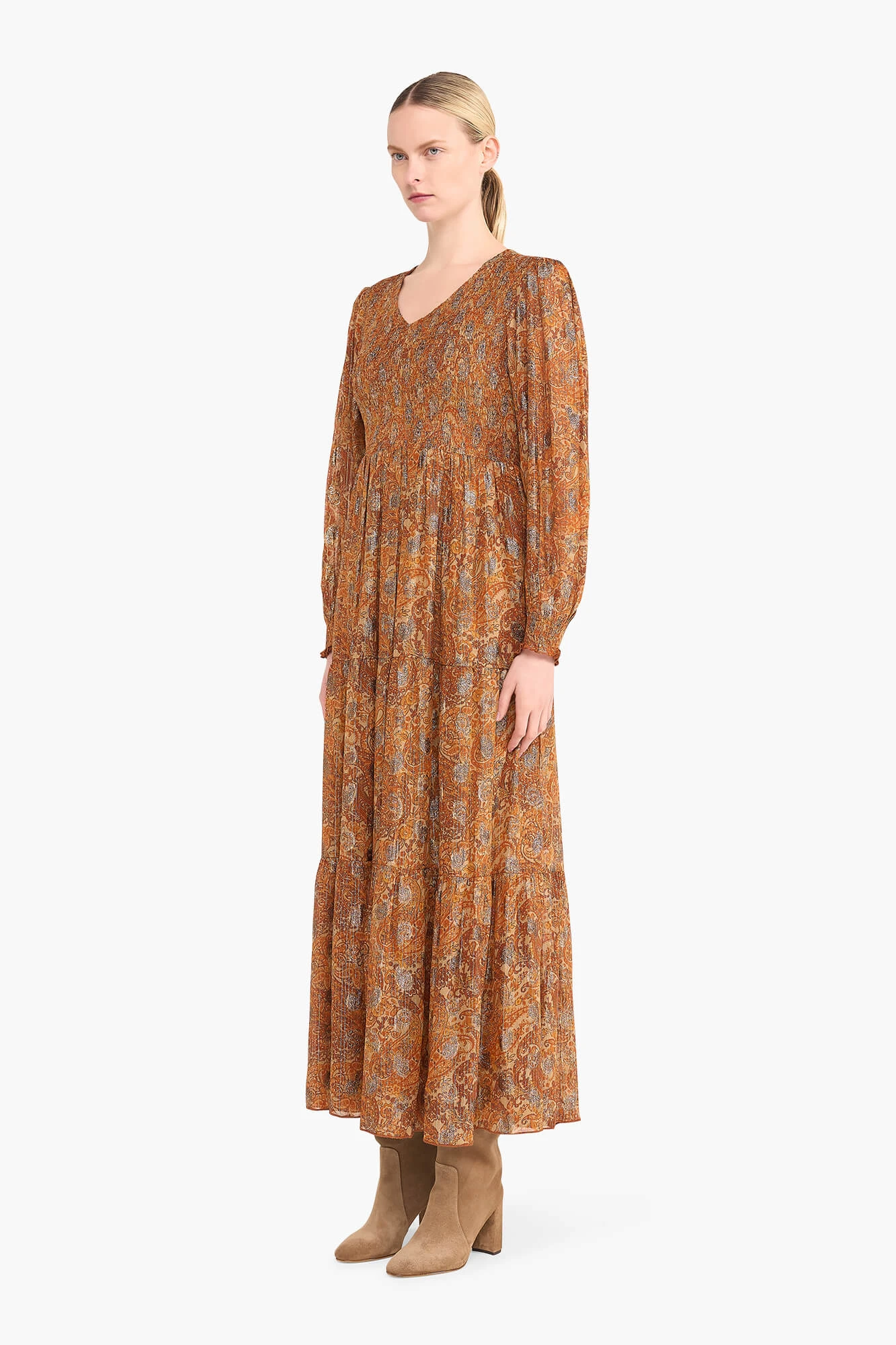 Jurk Lang Lurex Smog Finn Paisley