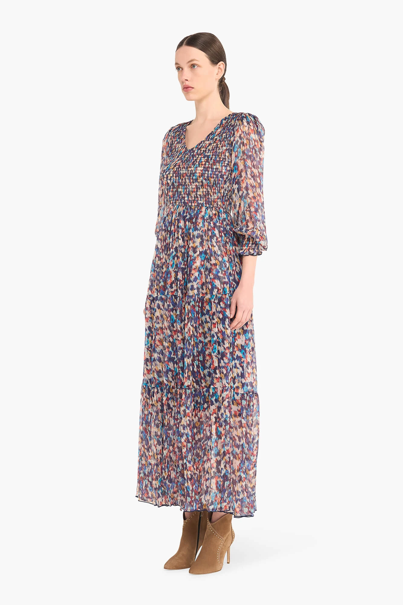 Jurk Lang Print Smog Finn Blauw