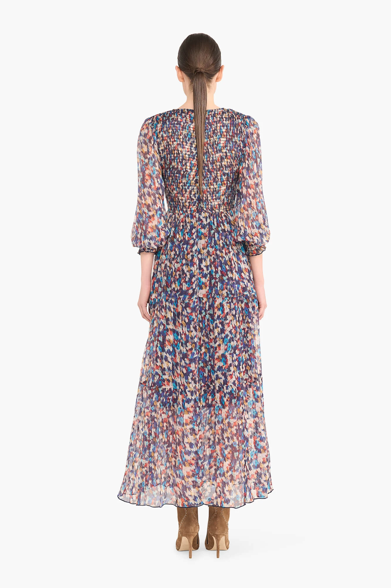 Jurk Lang Print Smog Finn Blauw