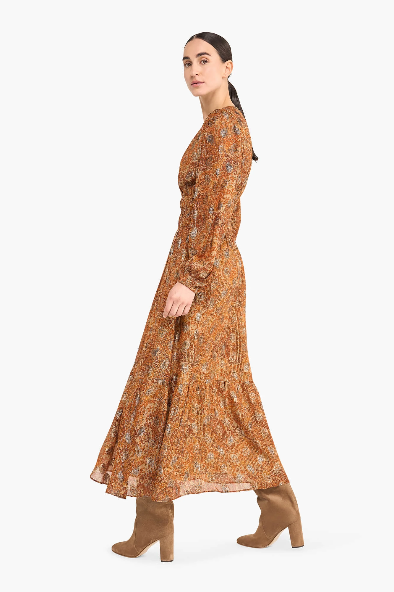 Jurk Lang Lurex Elastiek Milan Paisley
