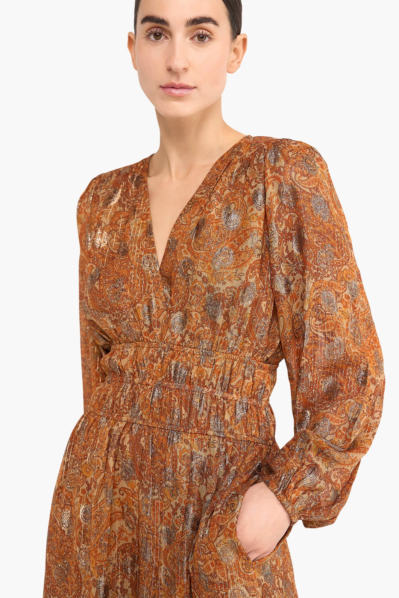 Jurk Lang Lurex Elastiek Milan Paisley