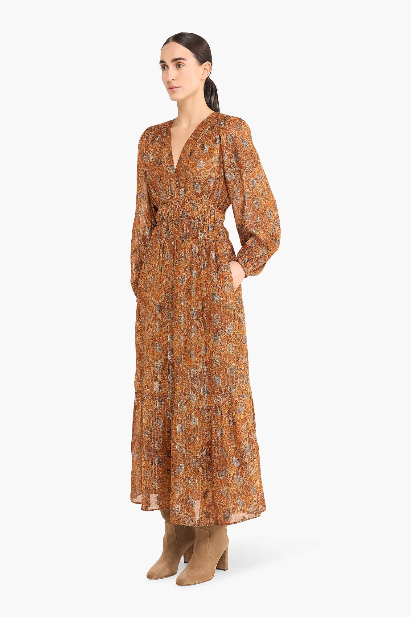 Jurk Lang Lurex Elastiek Milan Paisley