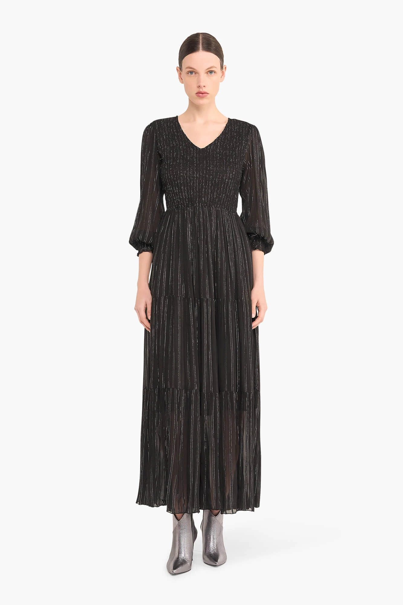 Jurk Lang Lurex Smog Finn Zwart