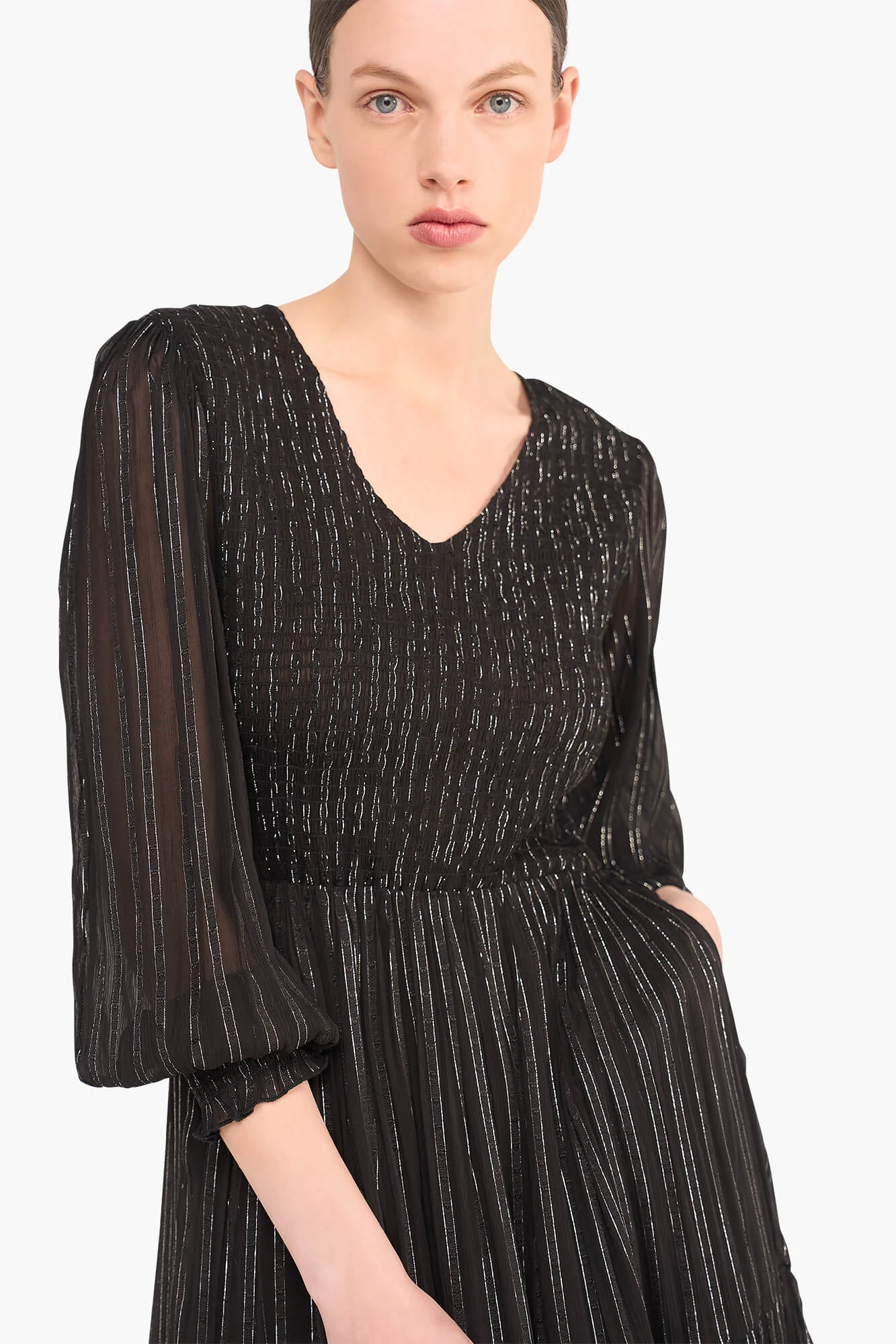 Jurk Lang Lurex Smog Finn Zwart