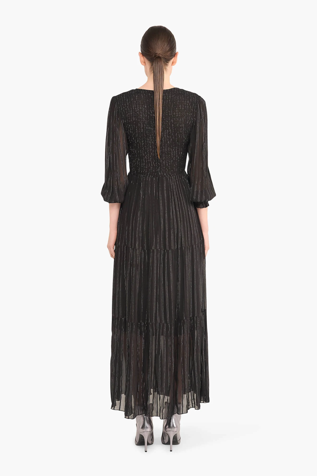 Jurk Lang Lurex Smog Finn Zwart