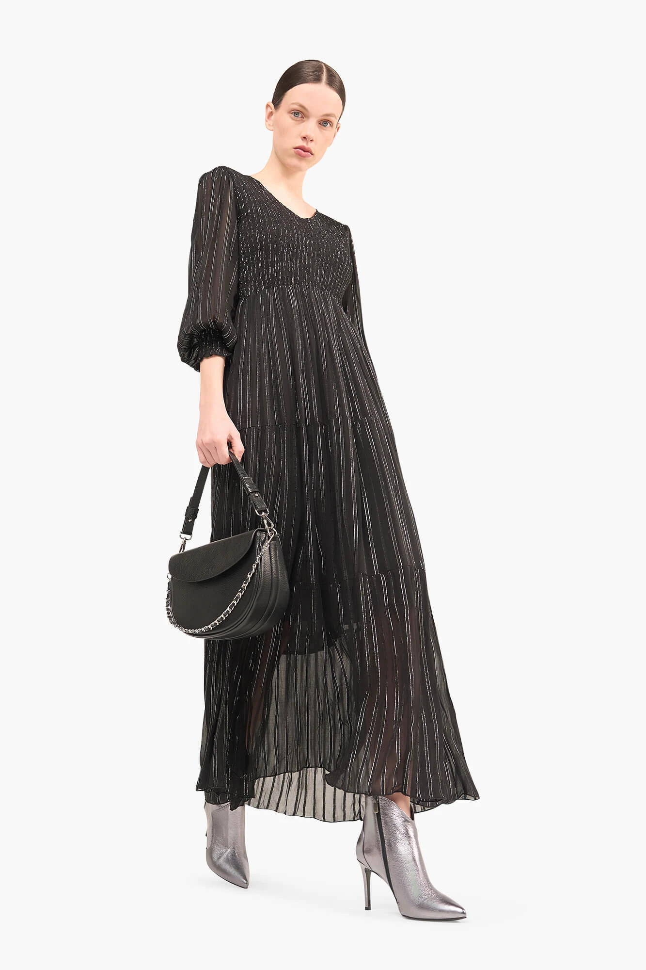 Jurk Lang Lurex Smog Finn Zwart