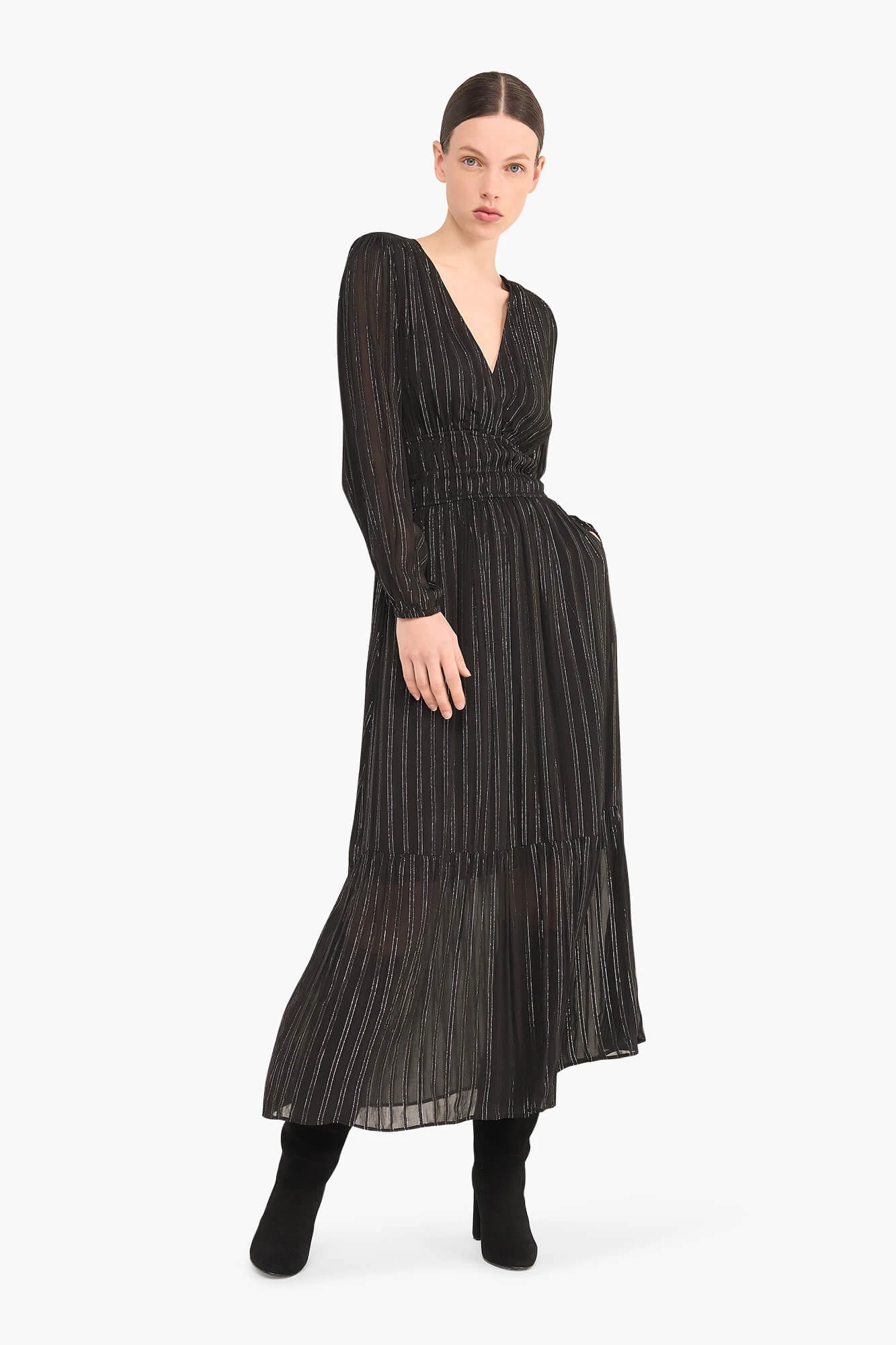 Jurk Lang Lurex Ealstiek Milan Zwart