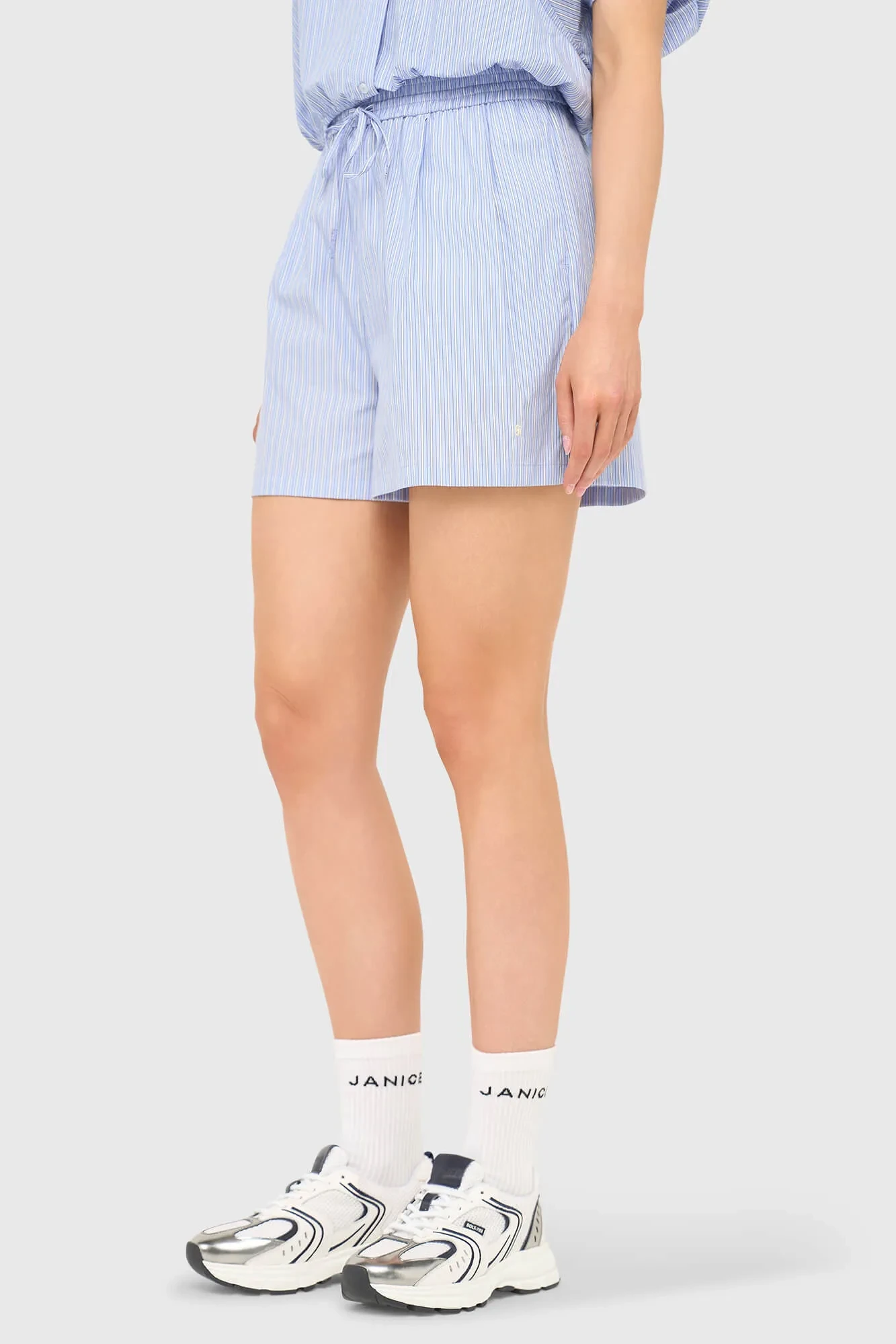 Kort Gestreept Katoenen Broekje Shorts Ronan Blauw