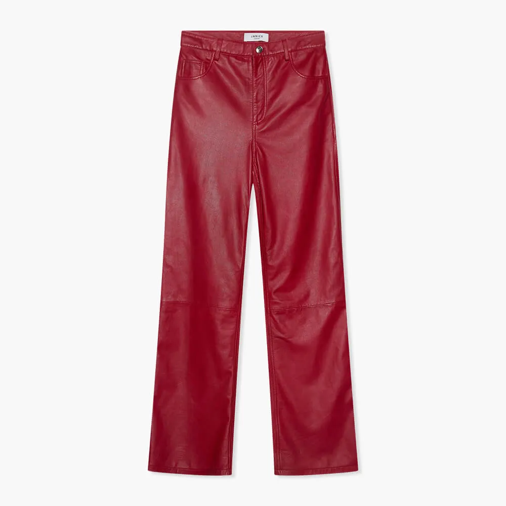 Leren Broek Dames Rechte Pijp Jason Rood