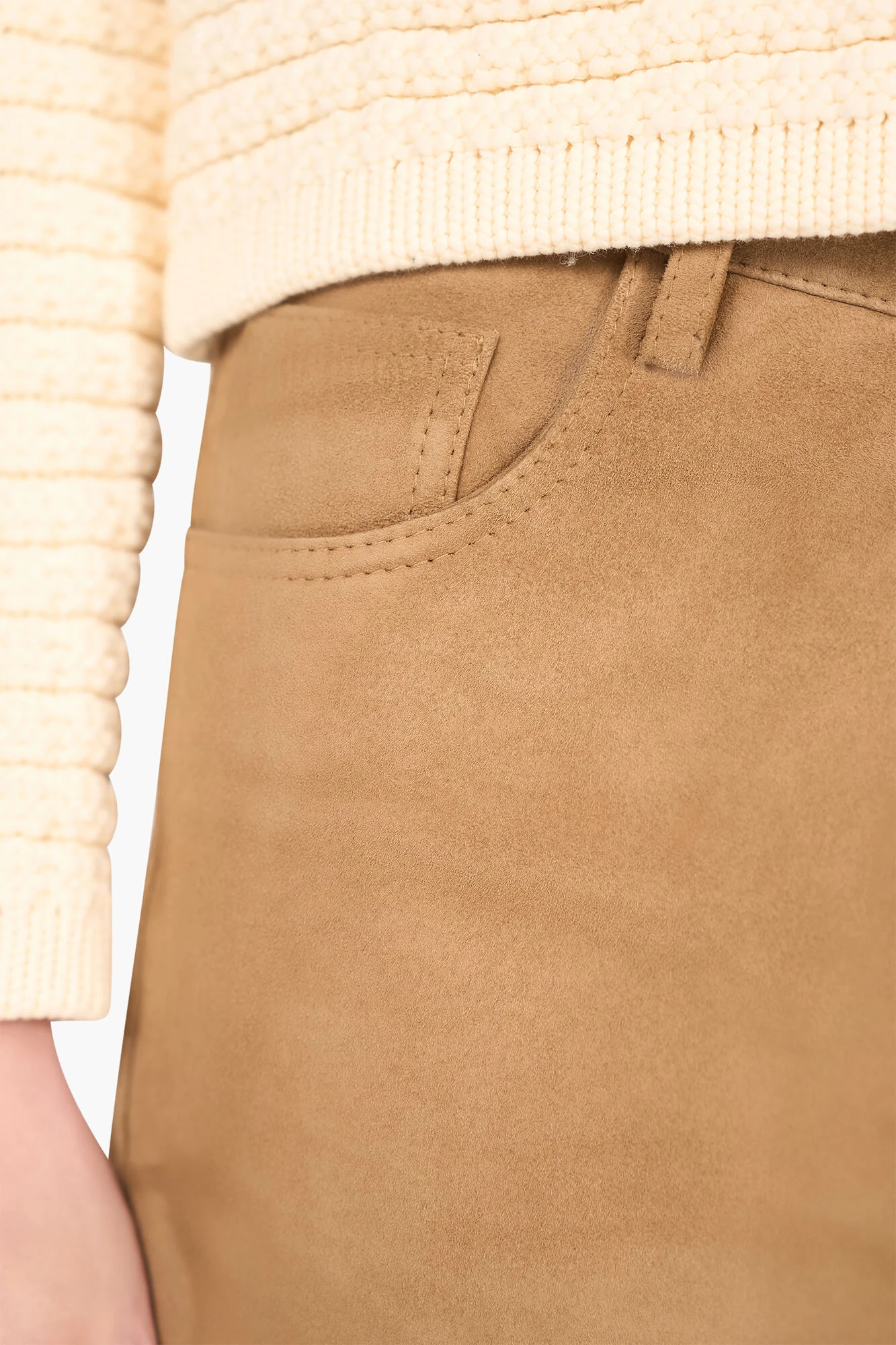 Leren Broek Dames Suede Rechte Pijp Jason Cognac