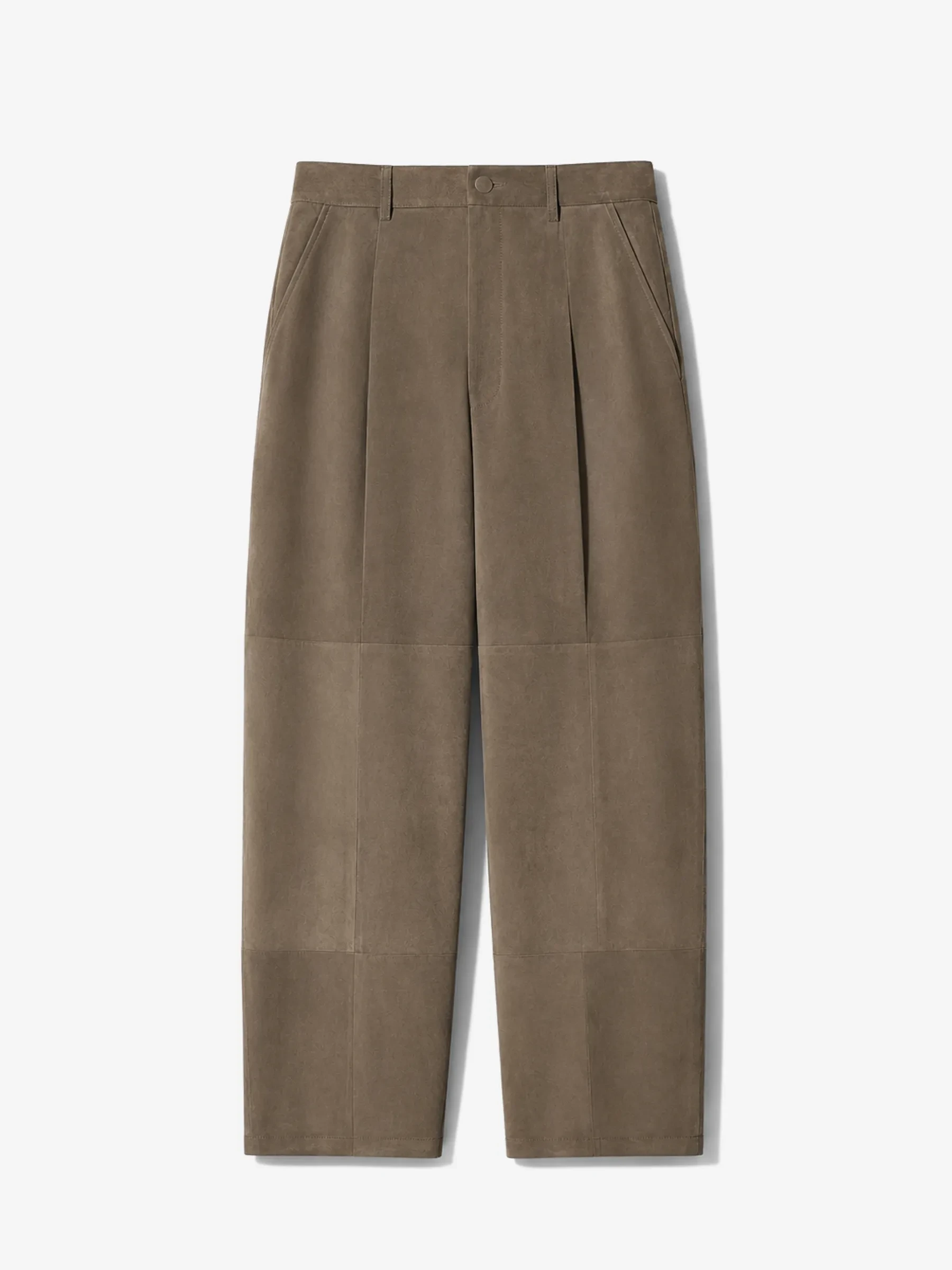 Leren Dames Broek Steekzakken Barrel Balti Groen Suede