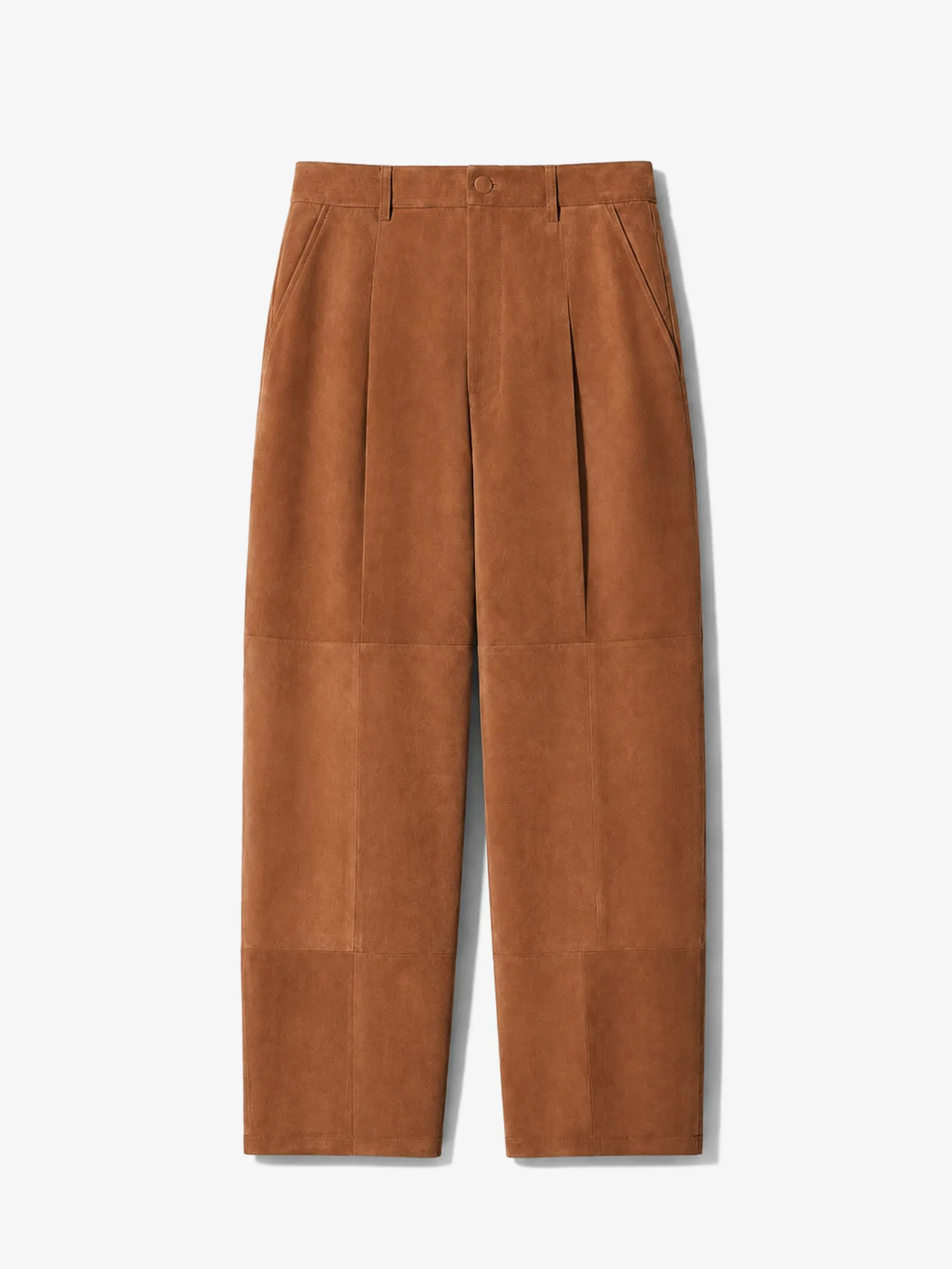 Leren Dames Broek Steekzakken Barrel Balti Tabacco Suede