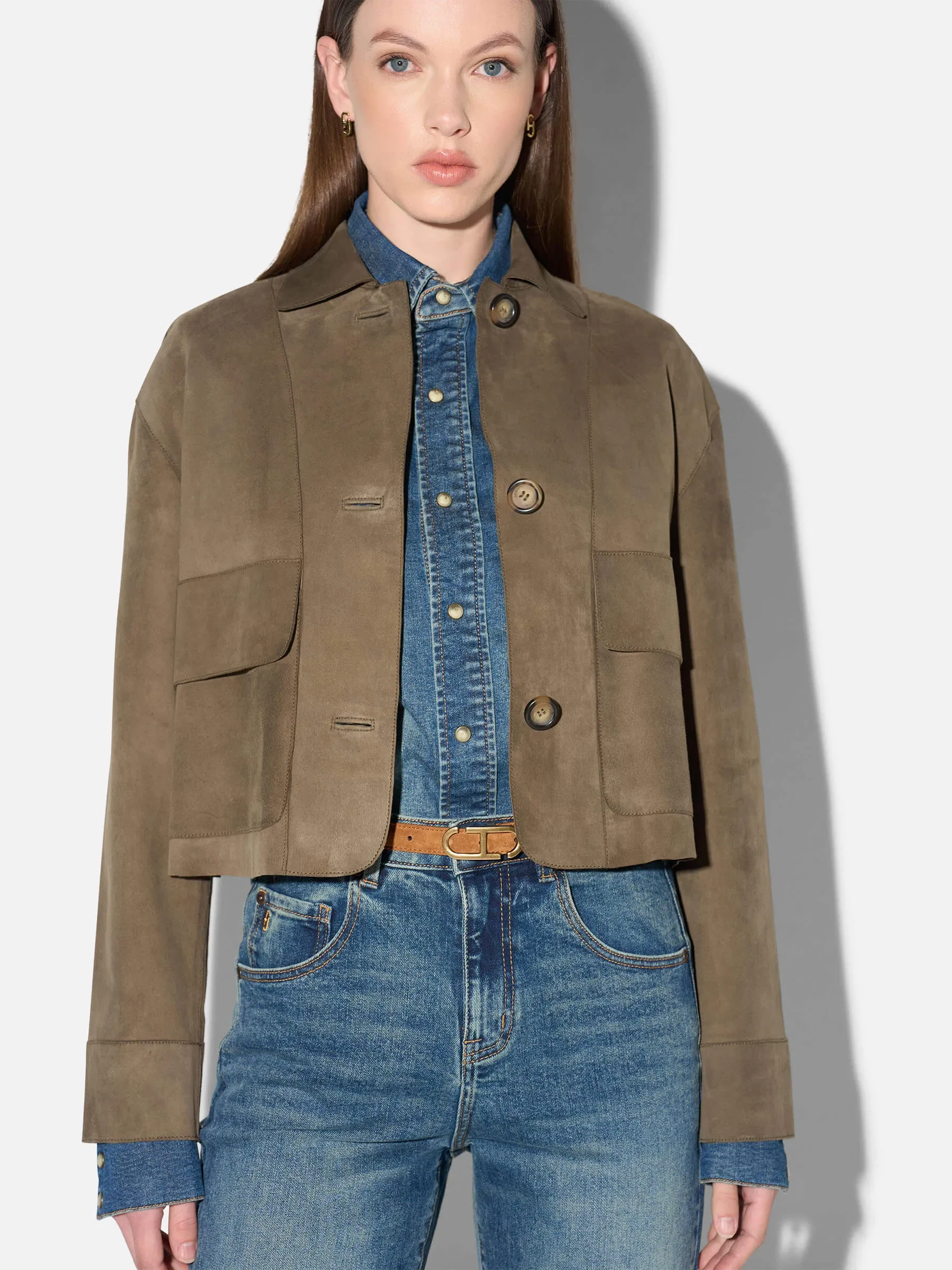 Leren Dames Jack Knopen William Suede Groen