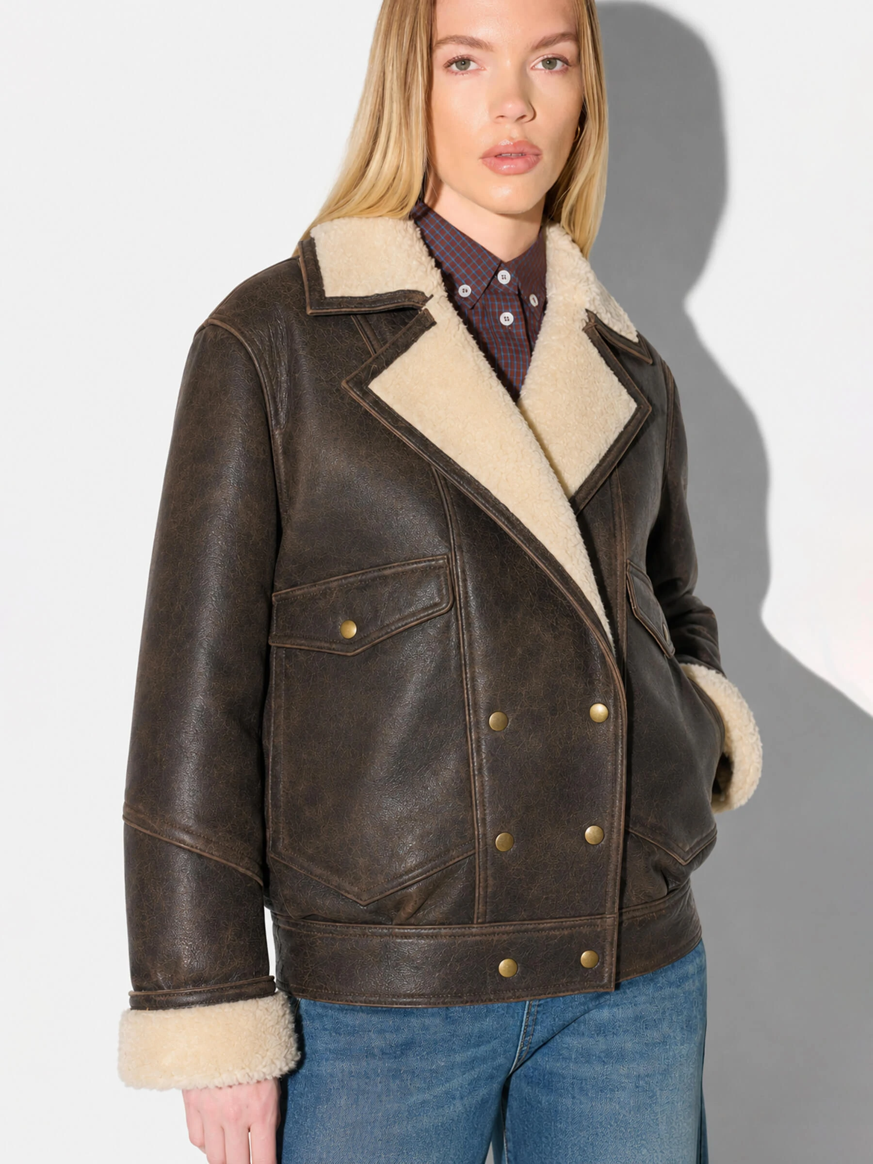Leren Dames Lammy Vintage Pilot Bruin
