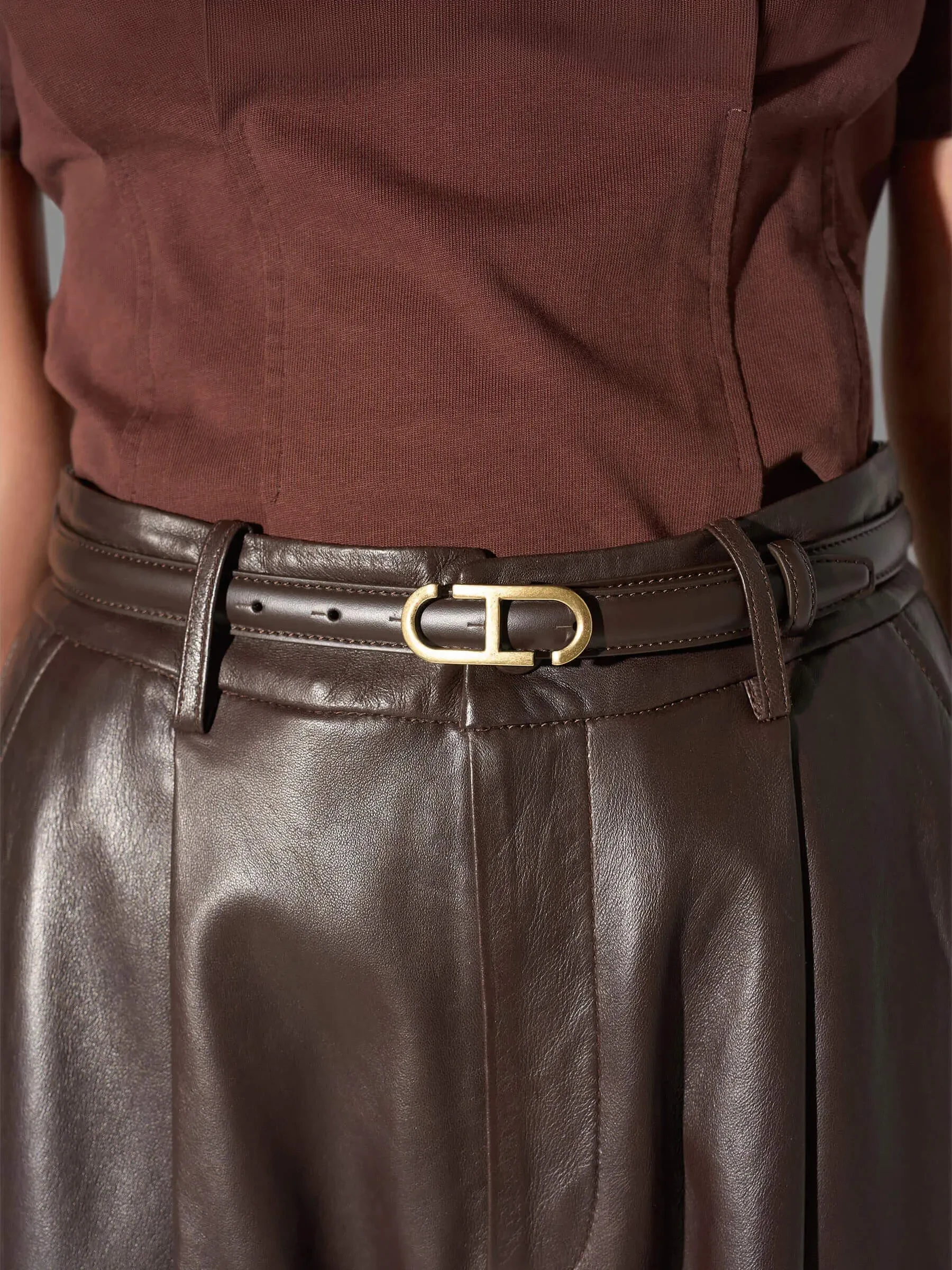 Leren Dames Riem Bruin Trophy Brass