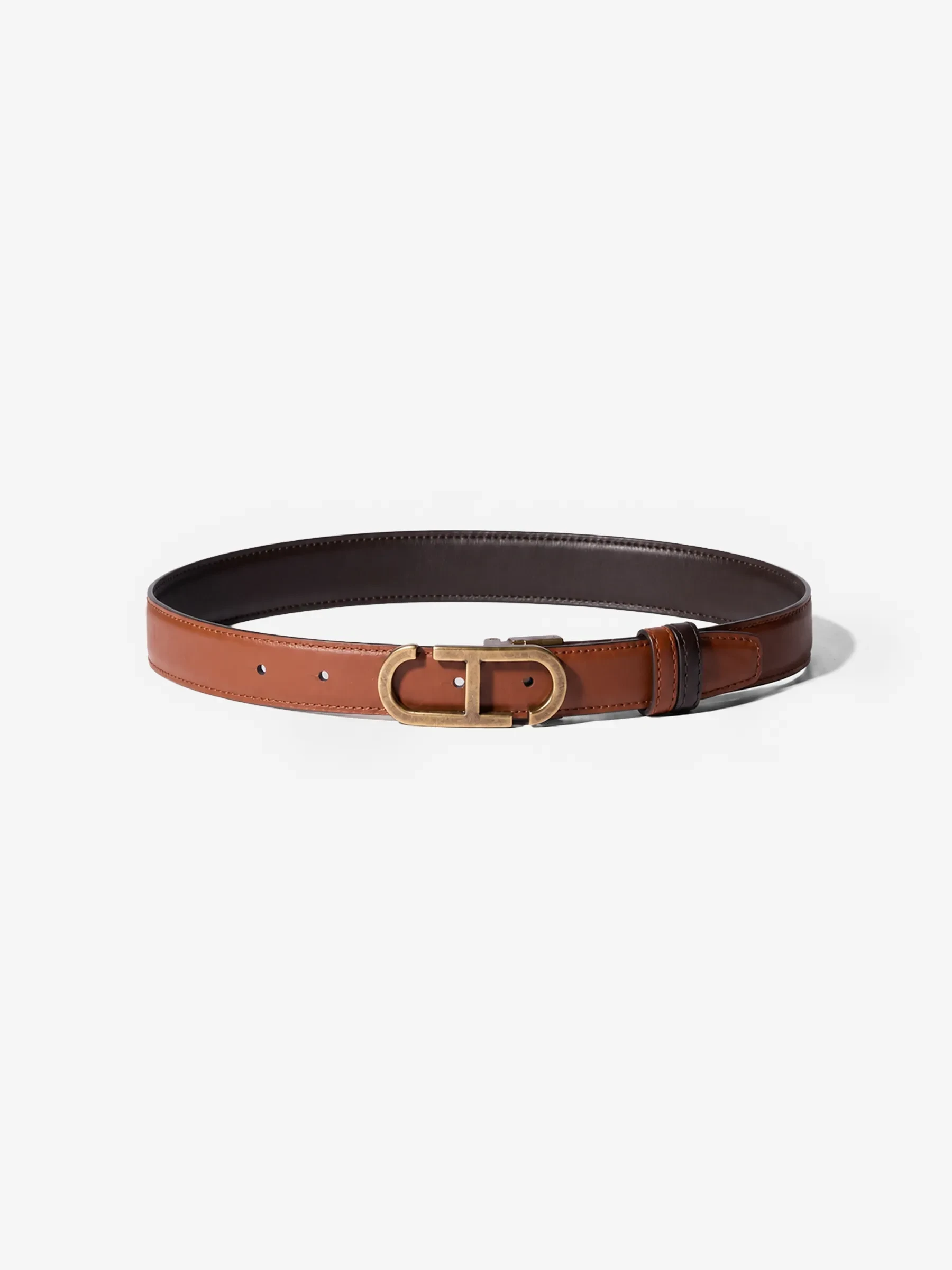 Leren Dames Riem Reversible Brass Trophy Tabacco Bruin