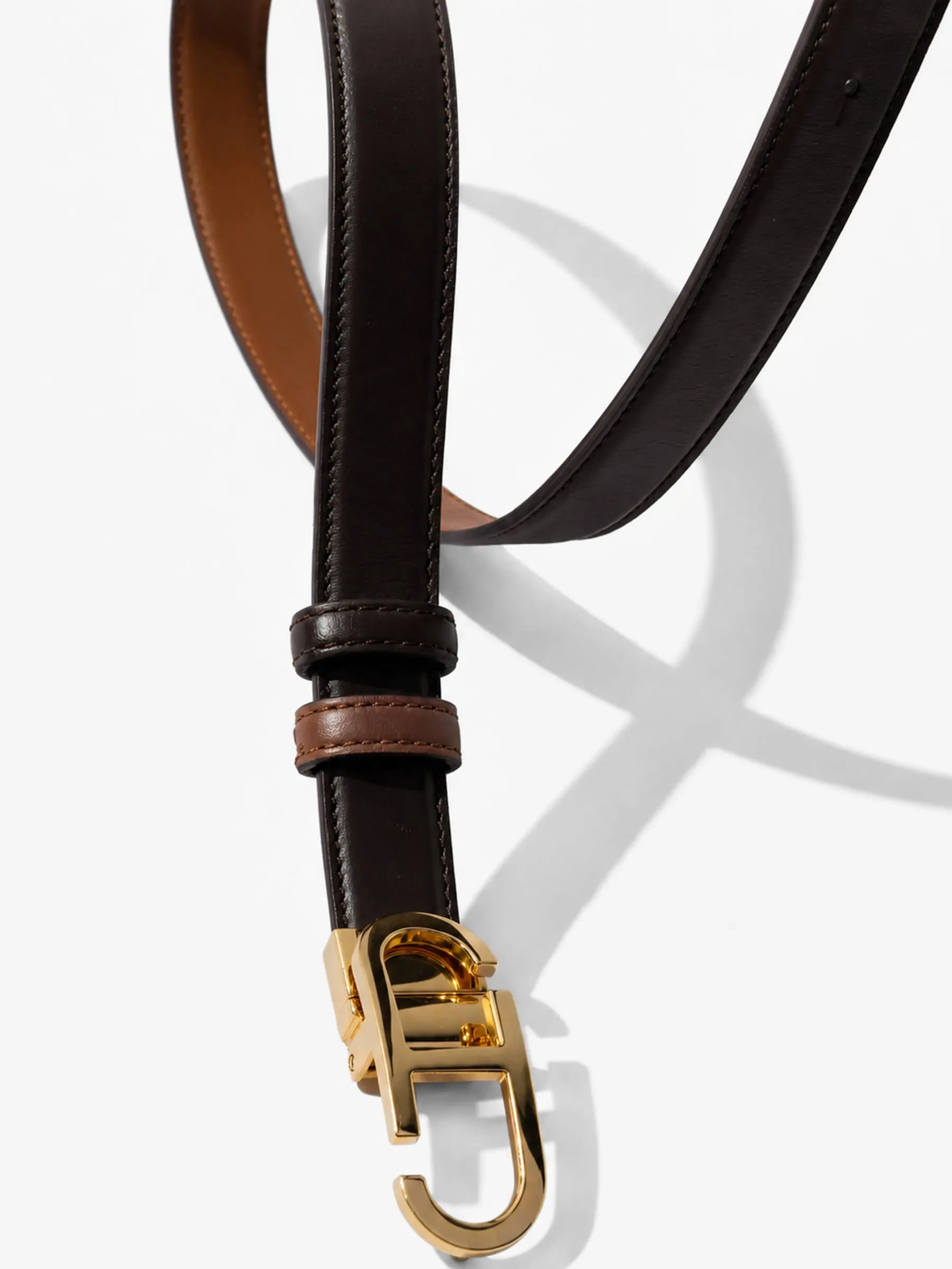 Leren Dames Riem Reversible Goud Trophy Tabacco Bruin