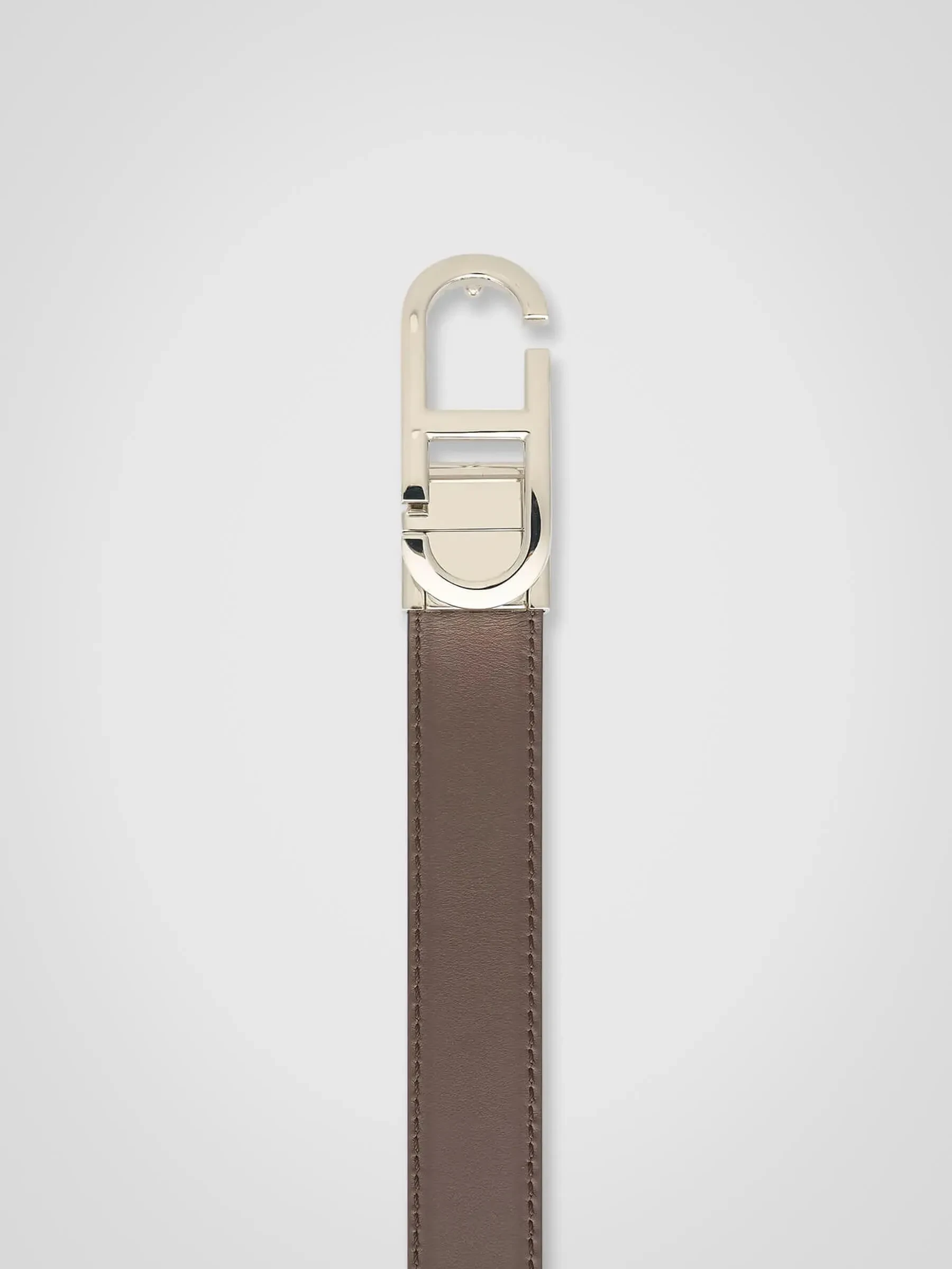 Leren Dames Riem Reversible Zwart Bruin Zilver Trophy Buckle