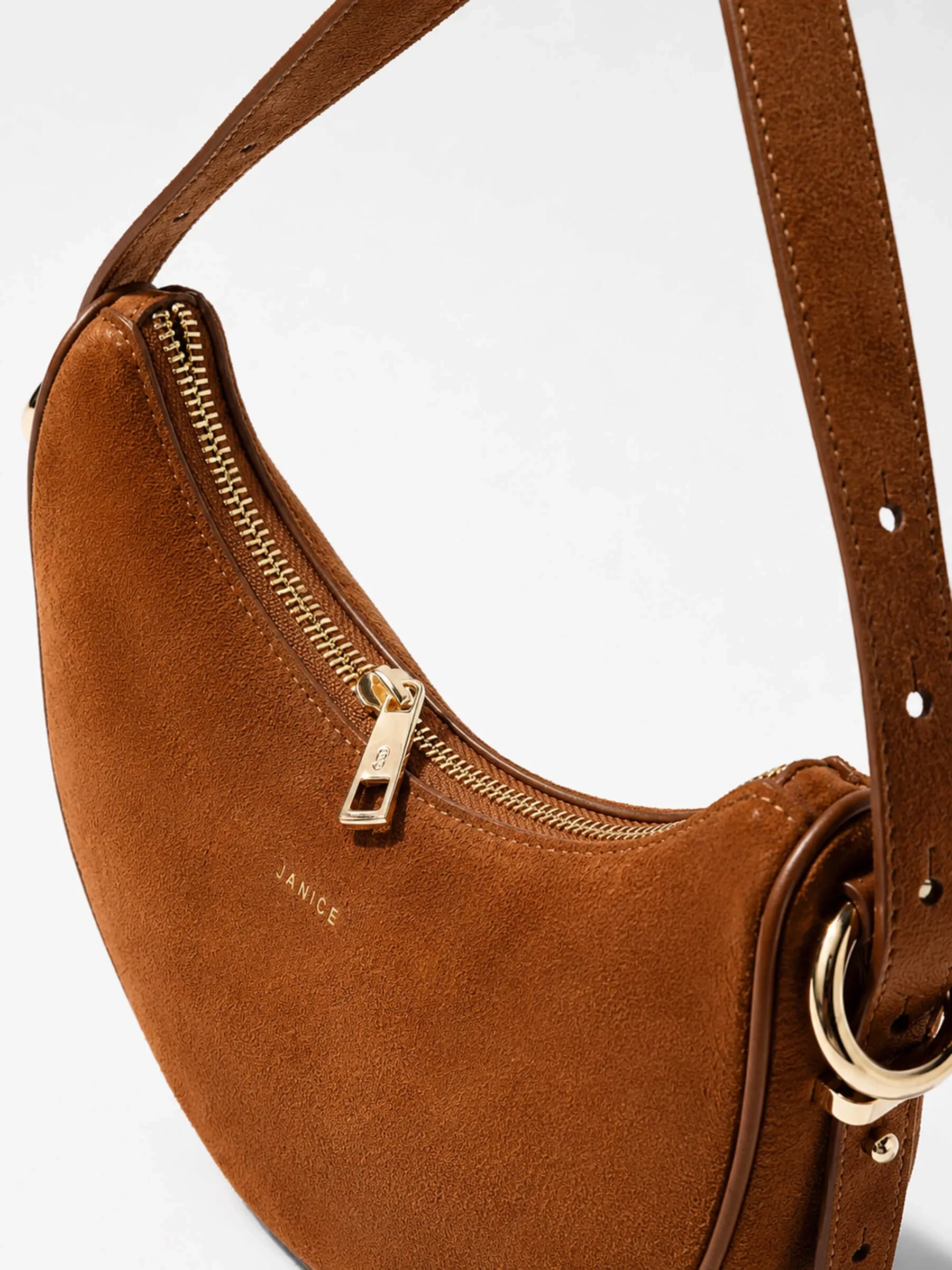 Leren Dames Schoudertas Suede Clyde Cognac