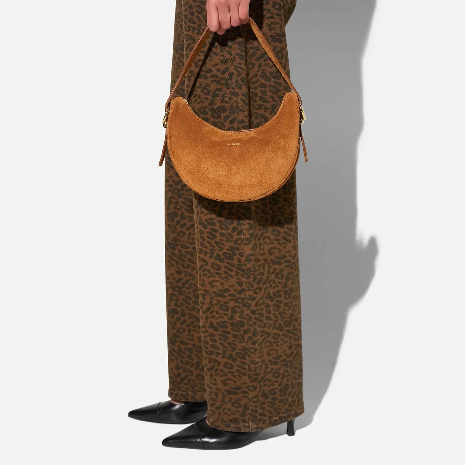 Leren Dames Schoudertas Suede Clyde Cognac