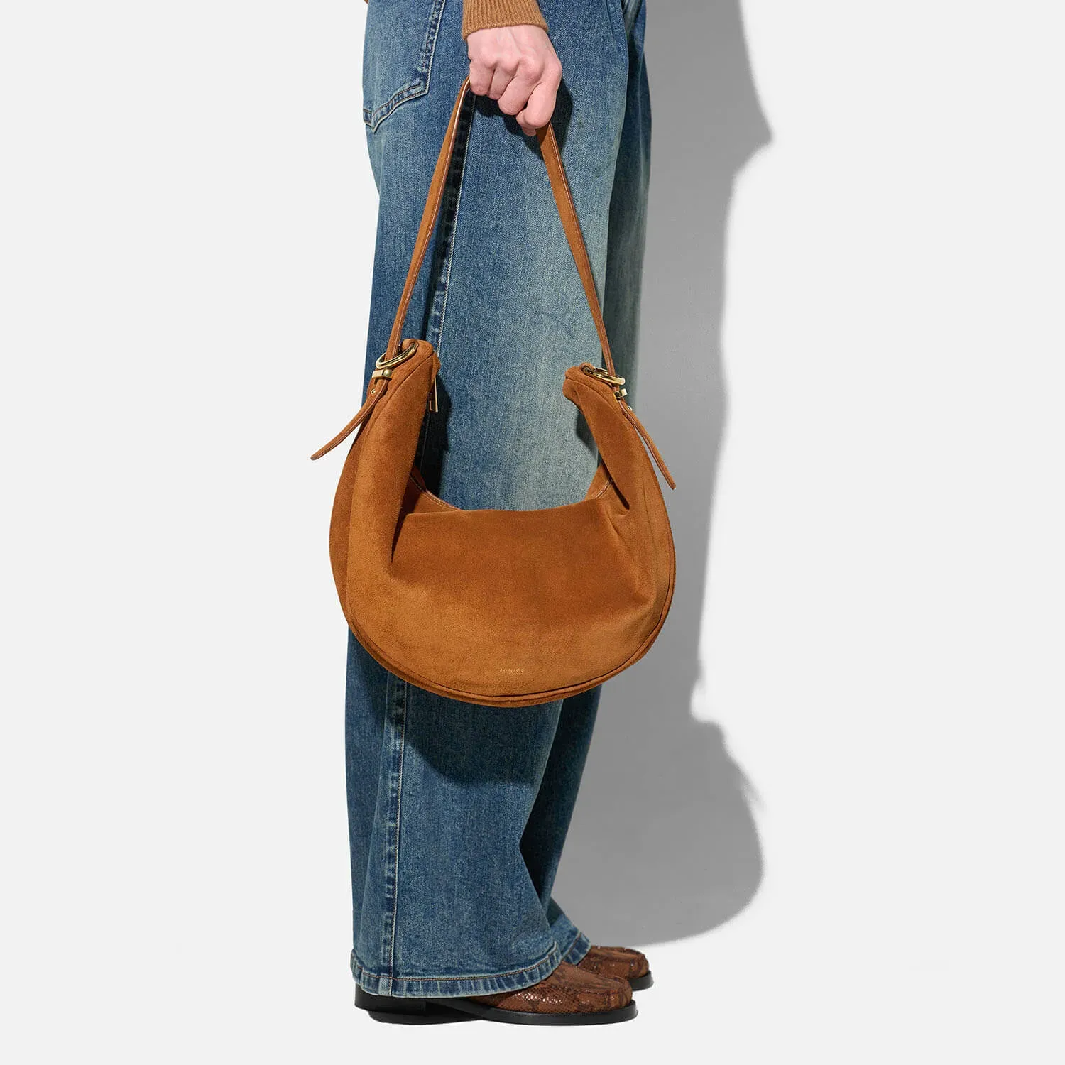 Leren Dames Schoudertas Suede Oregon Cognac
